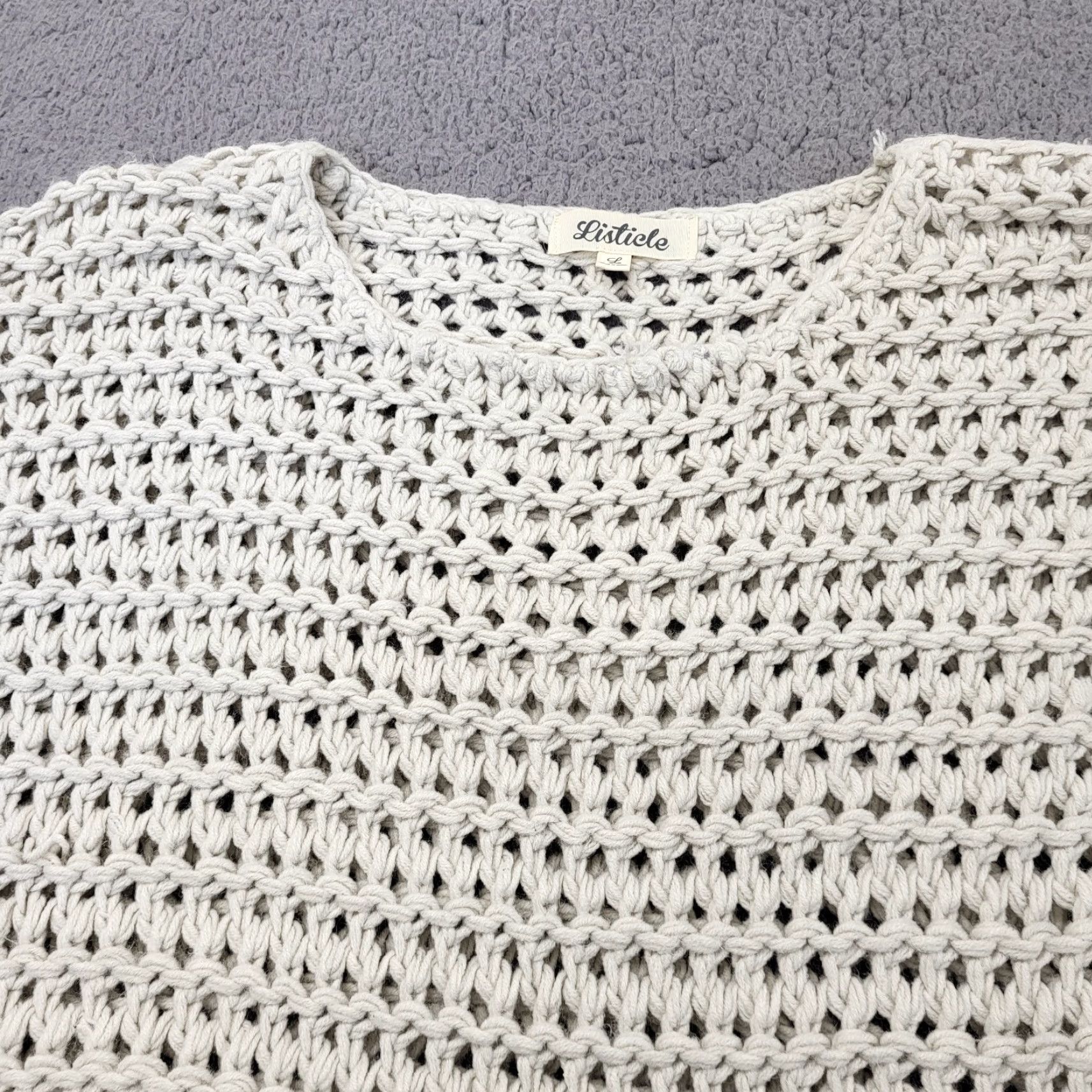 Vintage Listicle Sweater Women’s Large Ivory Long Sleeve Crocheted Pullover Knit Knit Style Kimono Sleeve 90s Bohemian Classic Vintage No Size L / US 10 / IT 46 - 5 Thumbnail