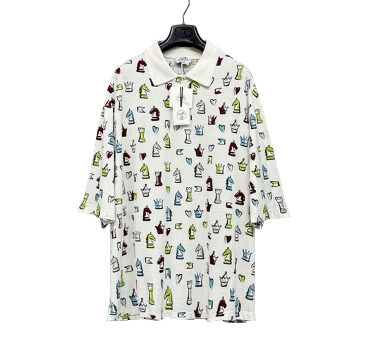 Hermes Hermes Chess Piece Print Polo Shirt 3XL Size US XXL / EU 58 / 5 - 1 Thumbnail