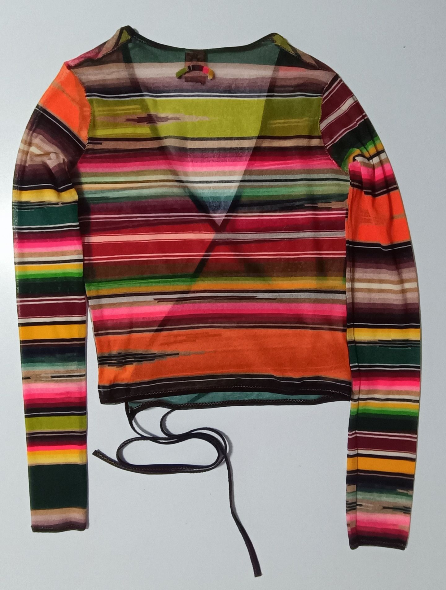 Jean Paul Gaultier SS2005 - Multicolor stripes mesh Crop top Size XS / US 0-2 / IT 36-38 - 15 Thumbnail