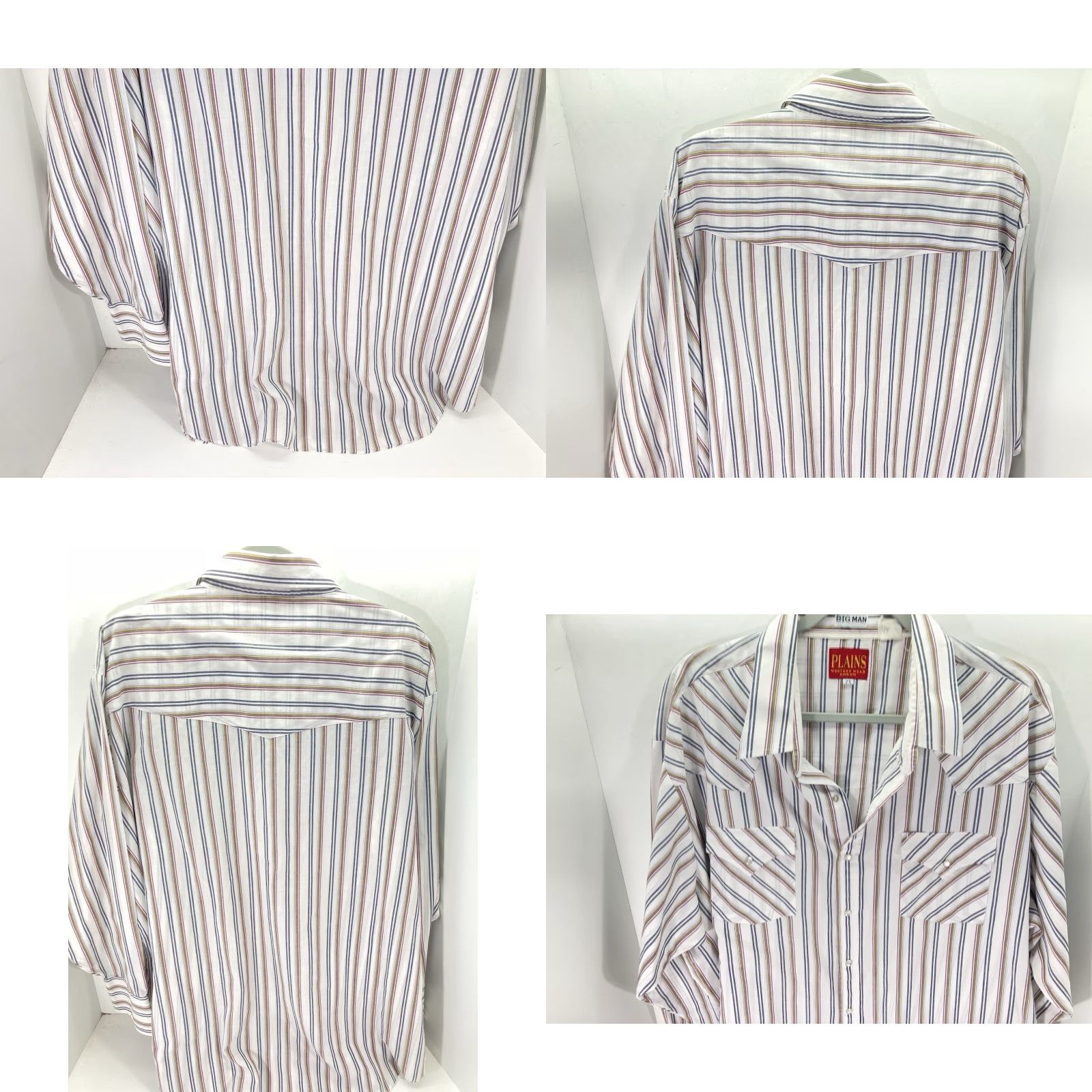 Vintage VINTAGE Ely Plains Pearl Snap Shirt Men Big 2X Stripe Long Sleeve Western Shirt Size US XXL / EU 58 / 5 - 8 Thumbnail