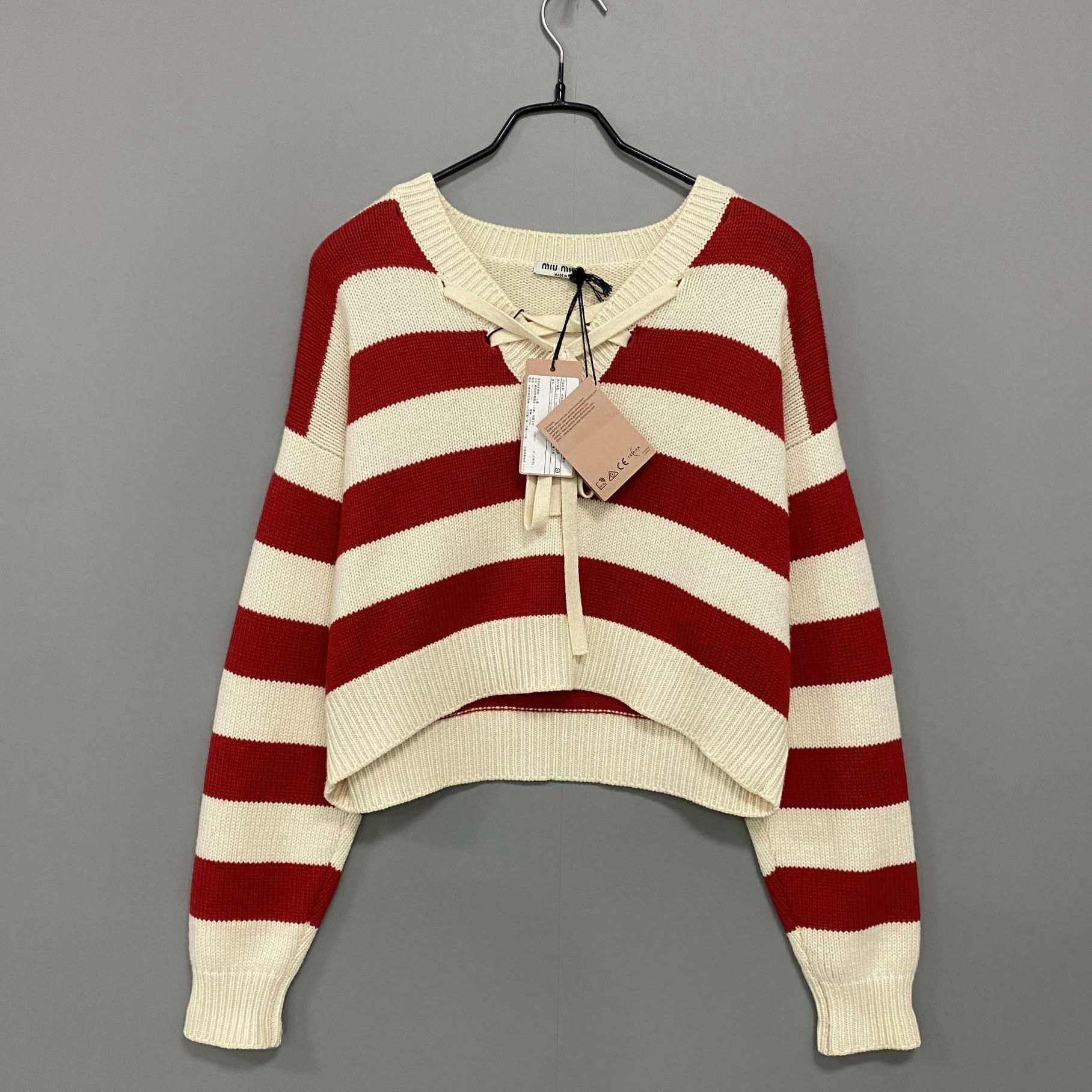 Miu Miu Miu Miu Knit Striped Red Sweater it_38 Women Size XS / US 0-2 / IT 36-38 - 1 Thumbnail