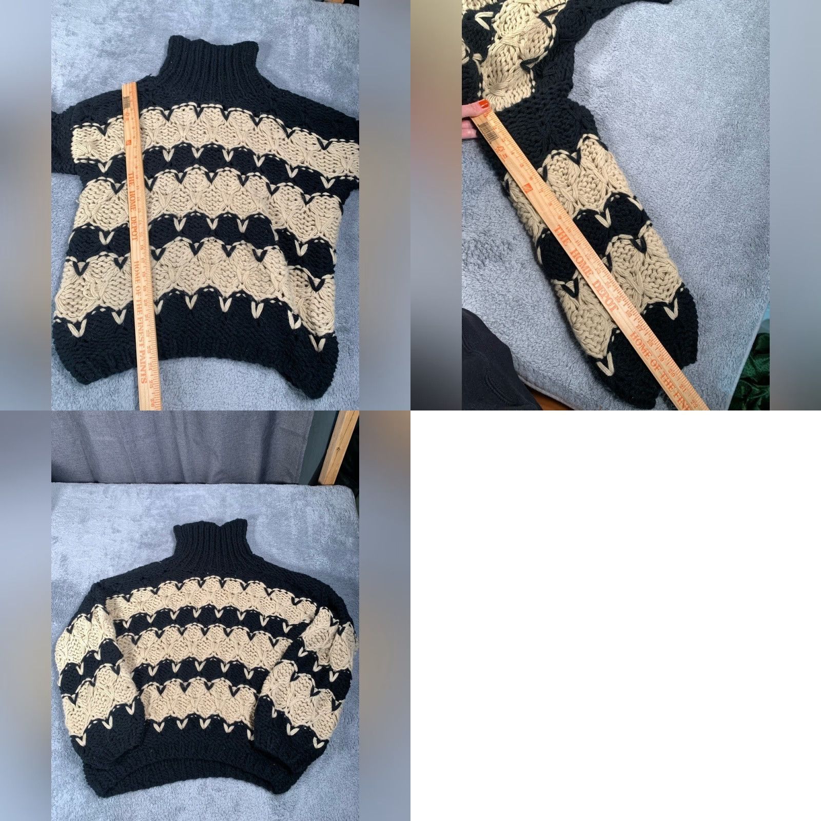Vintage POL Chunky Knit Sweater Black Tan Turtleneck Large L Pullover Women Black Size L / US 10 / IT 46 - 8 Thumbnail