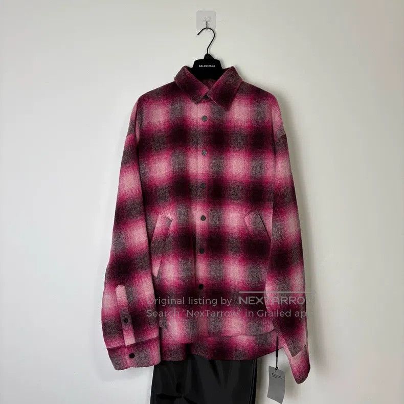 Balenciaga Balenciaga Wool Pink Plaid Shirt Jacket Size XXS / US 00 / IT 34 - 1 Thumbnail
