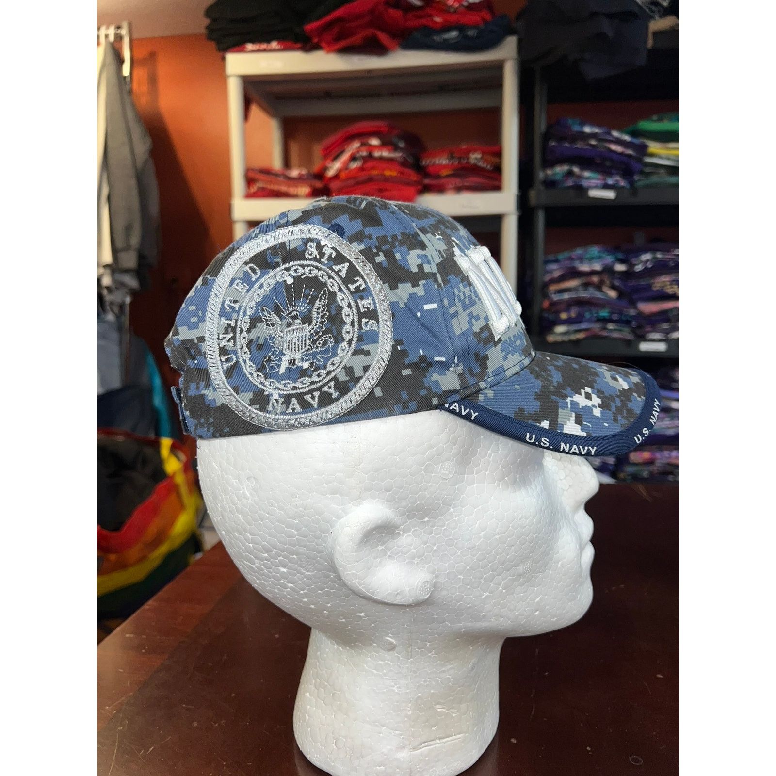 Vintage US Navy Hat United States Blue Camo Cap Headwear OS Size ONE SIZE - 5 Thumbnail