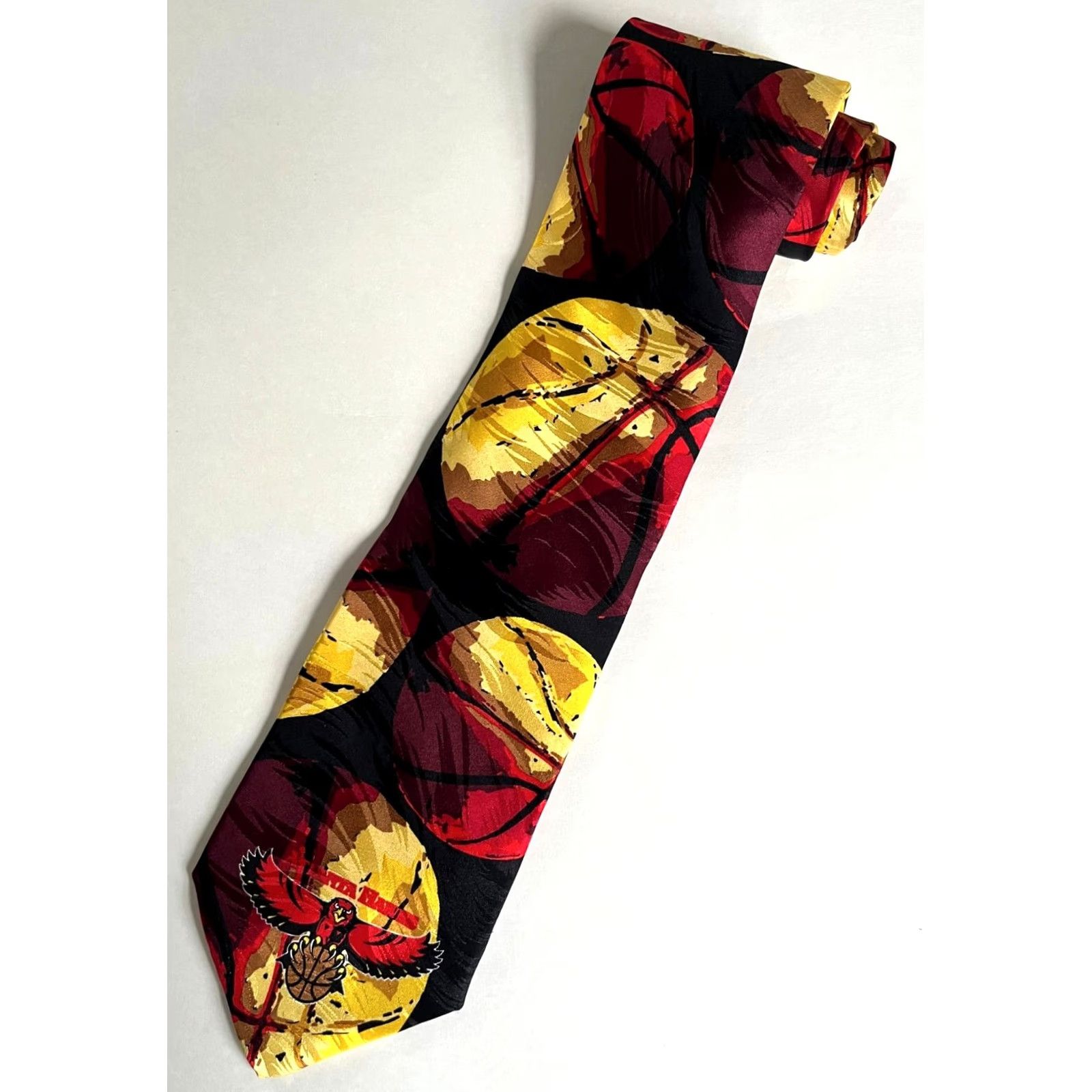 NBA NOS Vintage 90s NBA Atlanta Hawks Silk Tie RM Sport Ralph Marlin Made in USA Size ONE SIZE - 2 Thumbnail