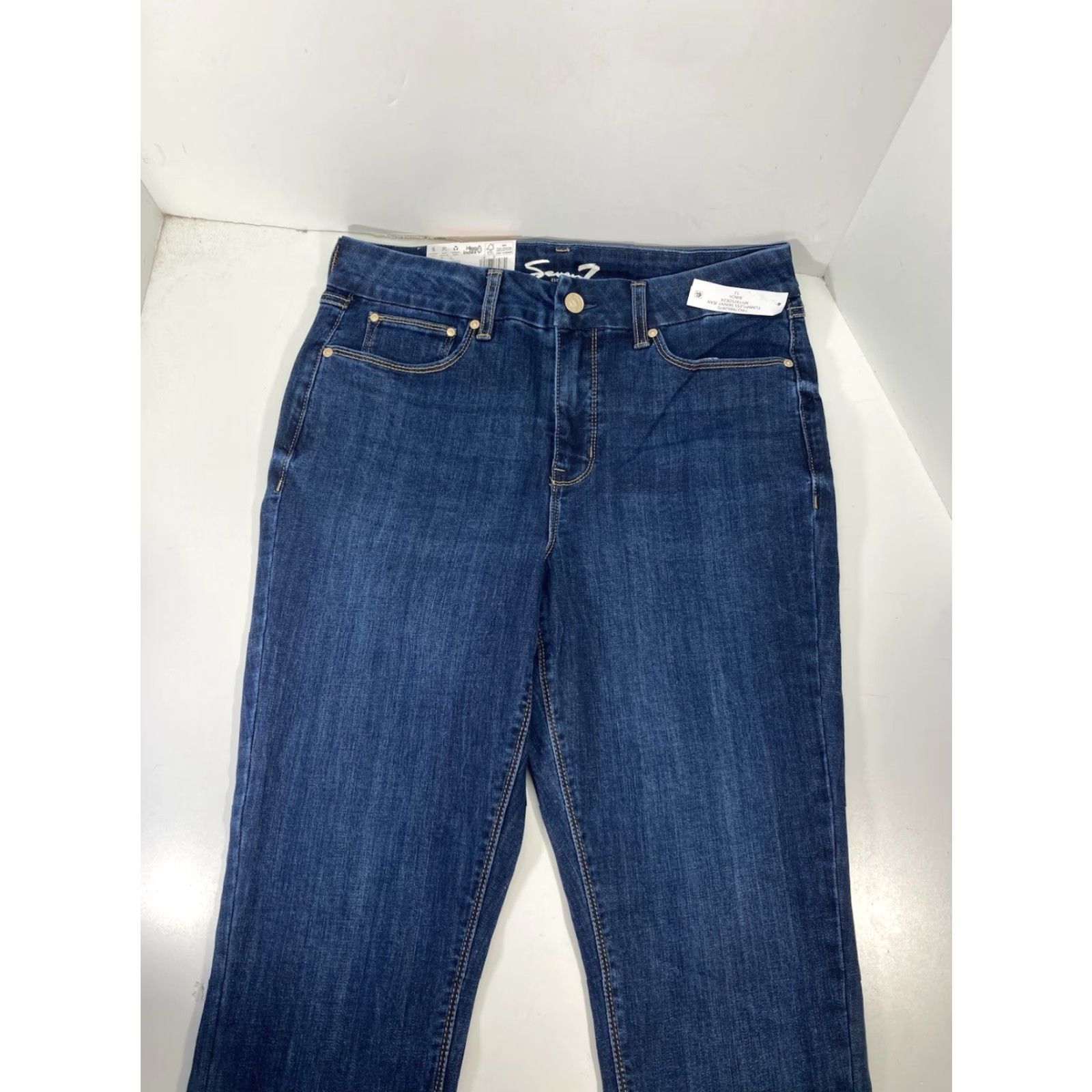 Vintage Seven7 Tummy Less Skinny Jeans Women 12 32X31 Blue Denim High Rise Stretch NWT Size 34" / US 12 / IT 48 - 5 Thumbnail