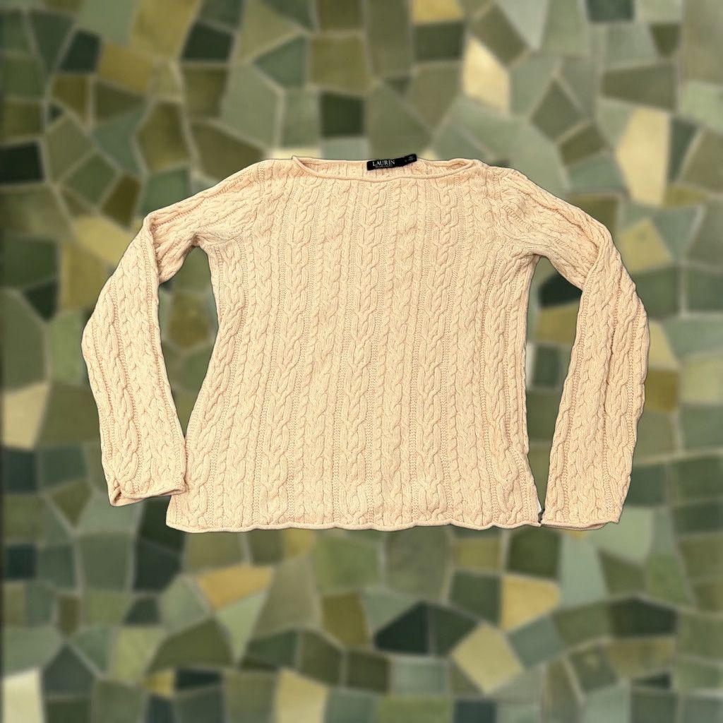 Ralph Lauren Lauren Ralph Lauren Sweater Womens Large Light Pink Cable Knit Cotton Pullover Size L / US 10 / IT 46 - 1 Thumbnail