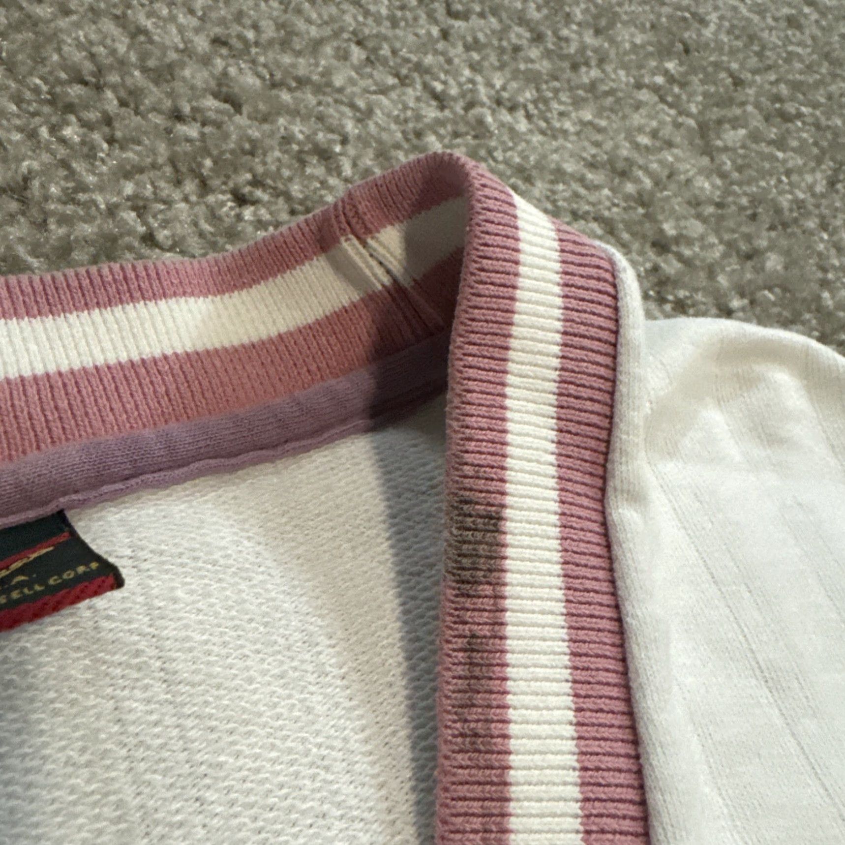 Vintage VTG 90s Cross Creek V-Neck Sweater White Pink Women Large USA Pullover Size L / US 10 / IT 46 - 7 Thumbnail