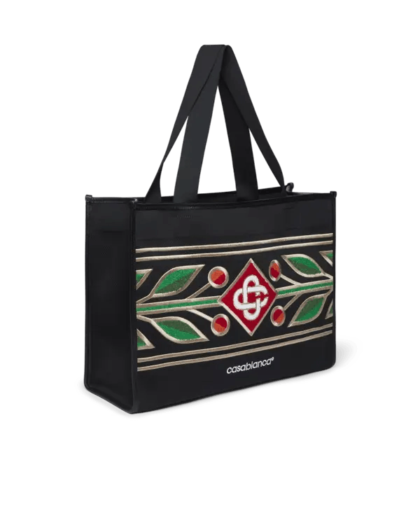 Casablanca o1mle0326 Size: OS / Embroidered Knit Shopper Bag in Black Size ONE SIZE - 2 Thumbnail