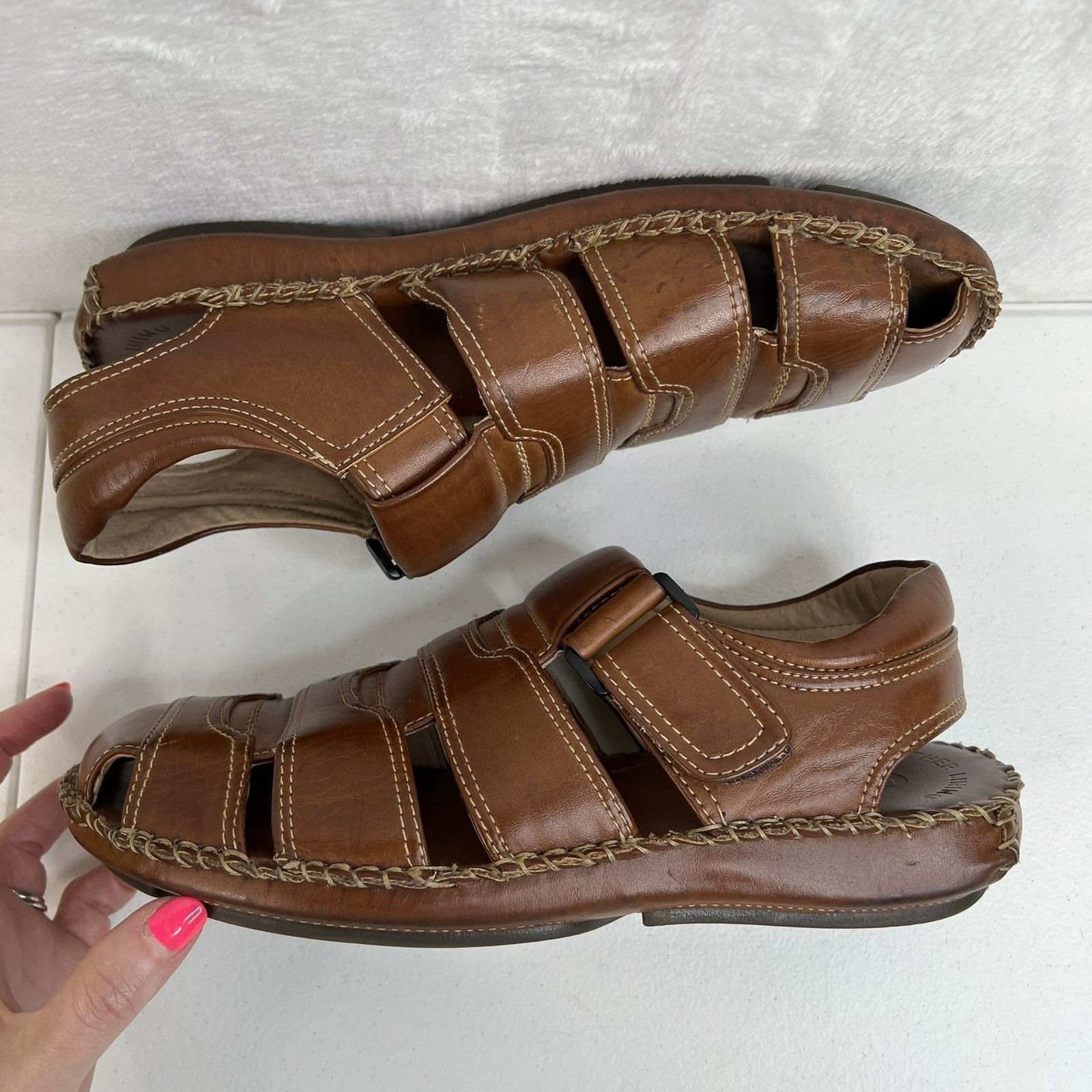 GBX GBX Size 9M Fisherman Sandals Brown Leather Casual Comfort Size US 9 / EU 42 - 4 Thumbnail