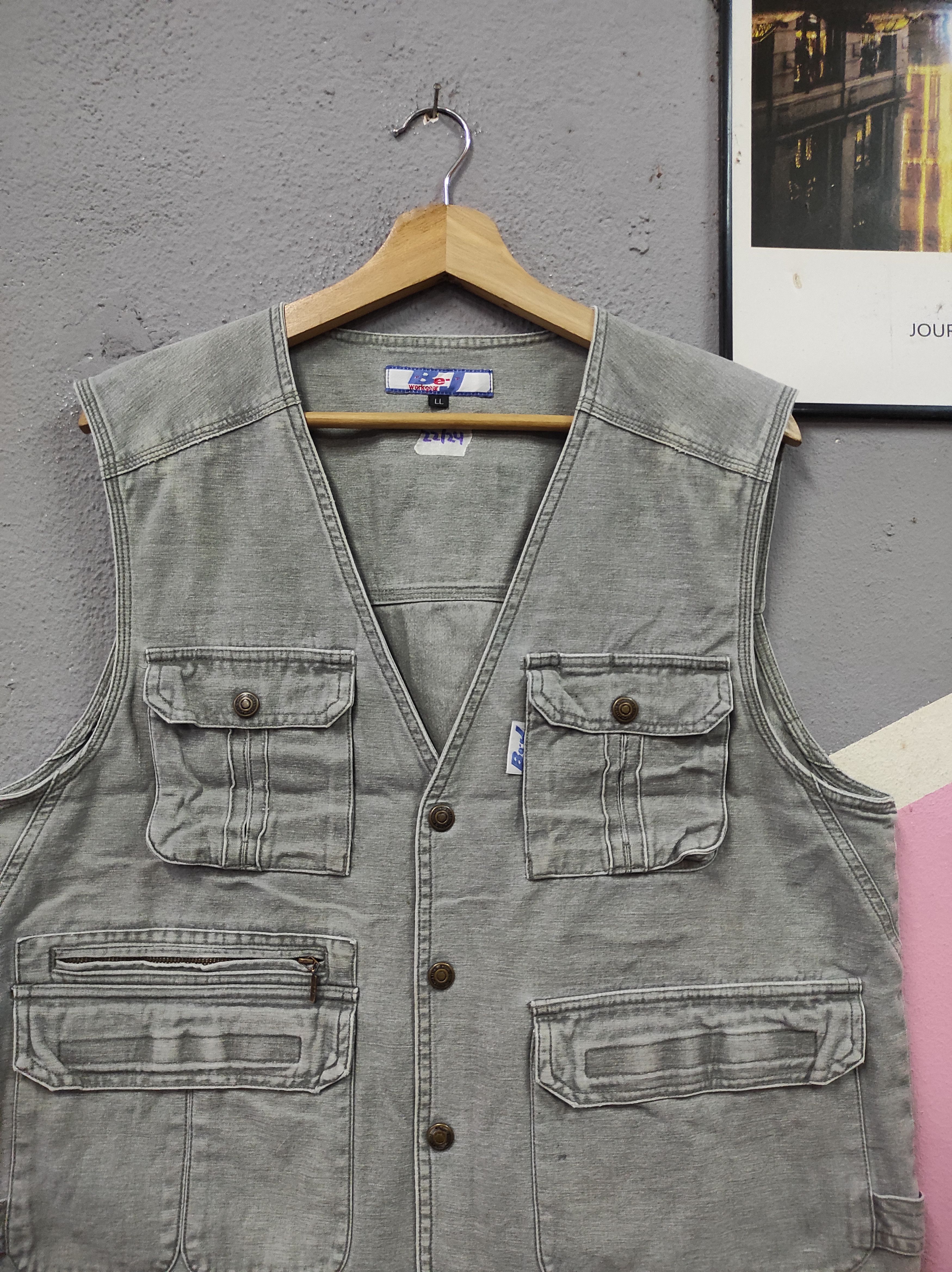 Japanese Brand BE-J WORKGEAR MULTI POCKET VEST SLEEVELESS WORKWEAR Size US L / EU 52-54 / 3 - 2 Thumbnail