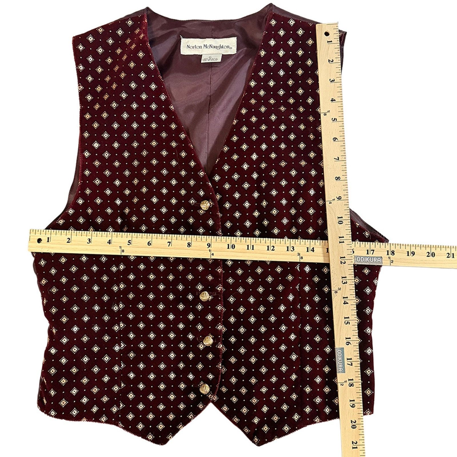 Other Vintage burgundy gold velvet vest norton mcnaughton goth Size S / US 4 / IT 40 - 5 Thumbnail