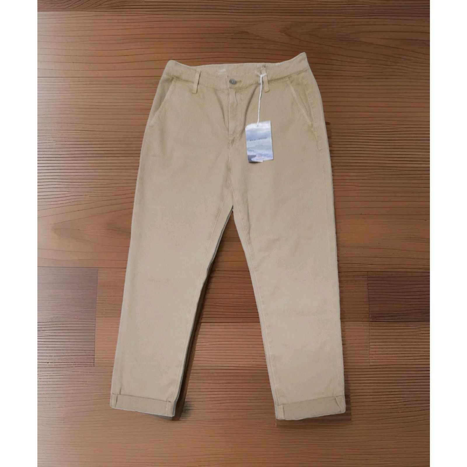 AG Adriano Goldschmied Adriano Goldschmied The Caden Cotton Tailored Trousers Beige Size 27" / US 4 / IT 40 - 3 Thumbnail