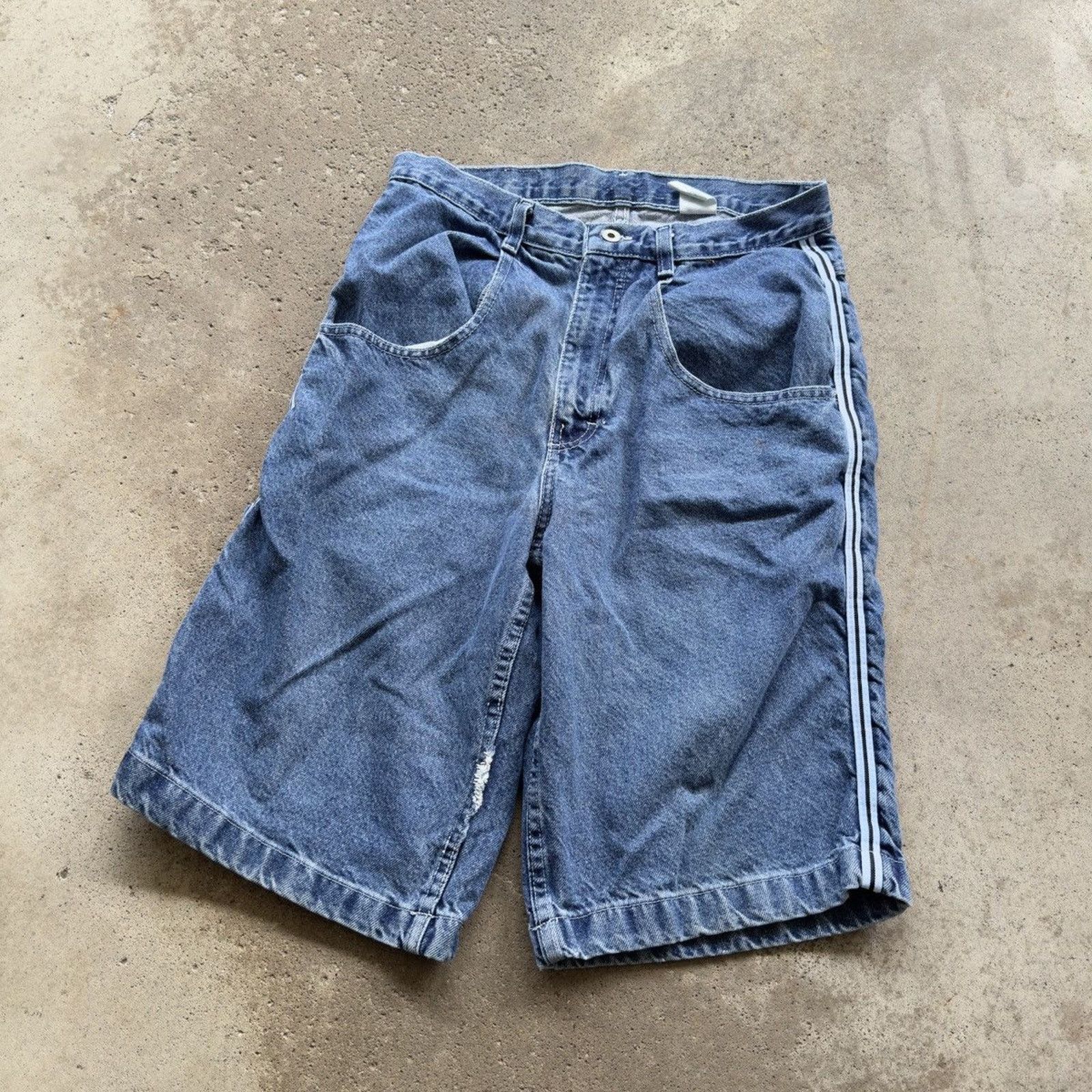 Vintage Y2K Utility Baggy Skater Track Jean Shorts ERD Grunge JNCO Size US 31 - 7 Thumbnail