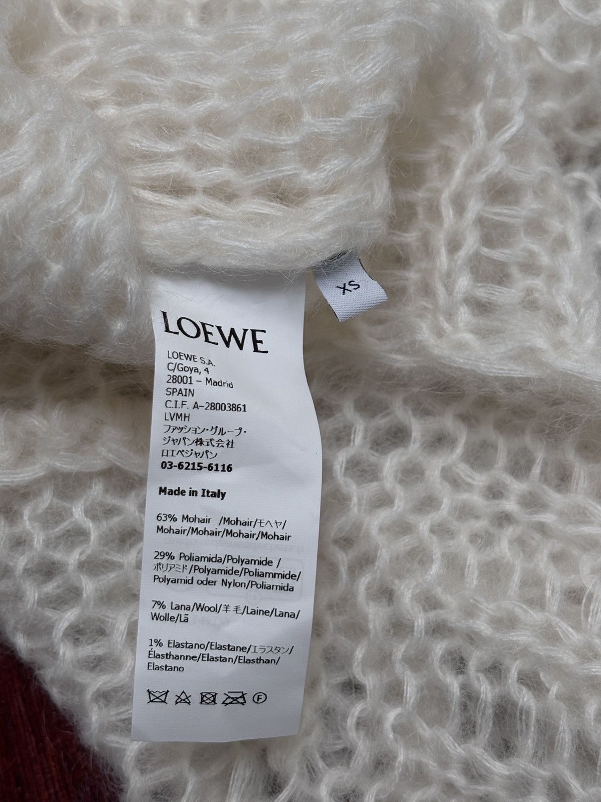 Loewe Loewe Sheer Mohair Knit Sweater Logo Cream Size XS / US 0-2 / IT 36-38 - 3 Thumbnail