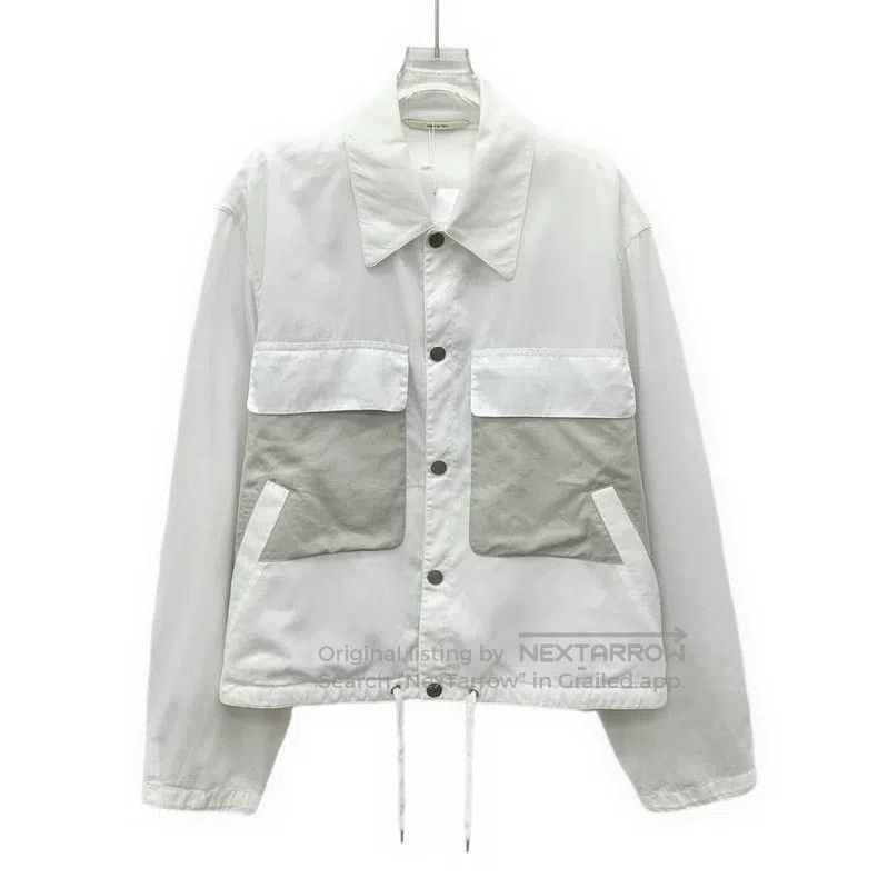 Hermes White pocket cotton lapel single-breasted long-slee