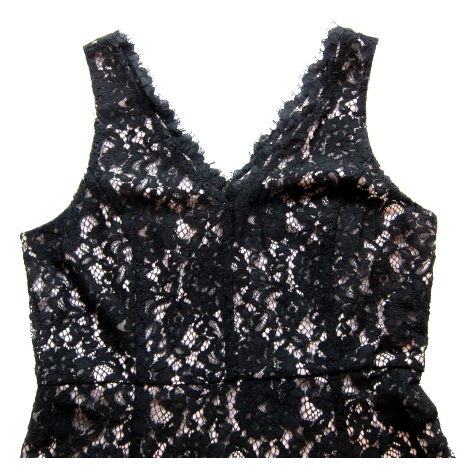 Ann Taylor NWT Ann Taylor Loft Black Lace Lined V-Neck Classic Sheath Tank Dress 10 Size L / US 10 / IT 46 - 5 Thumbnail