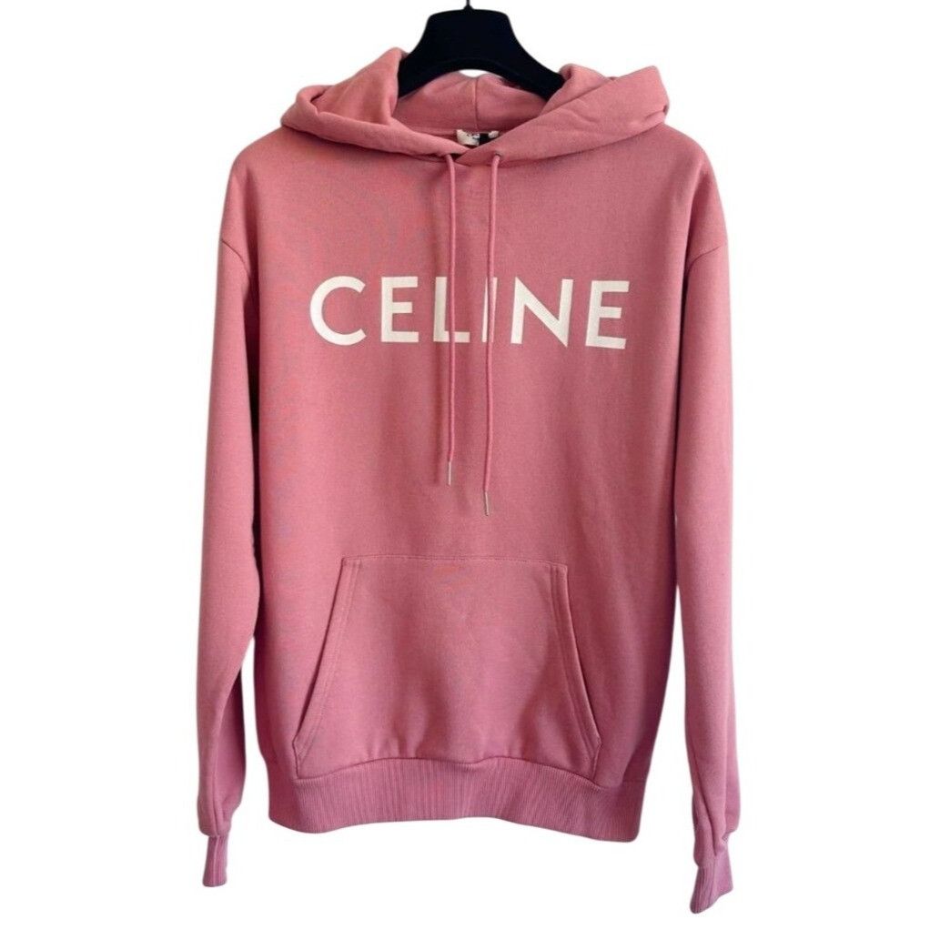 Celine Celine Paris Pink Hooded Sweatshirt With Kangaroo Pocket Wom Size M / US 6-8 / IT 42-44 - 1 Thumbnail