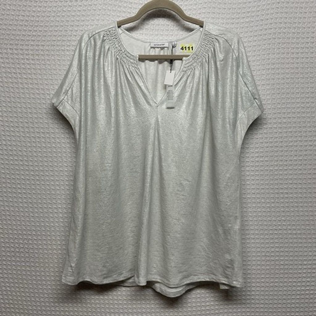Chicos NWT Chico's Flutter Sleeve T-Shirt Top Women 4/US2XL Shimmer Size XXL / US 16-18 / IT 52-54 - 11 Thumbnail