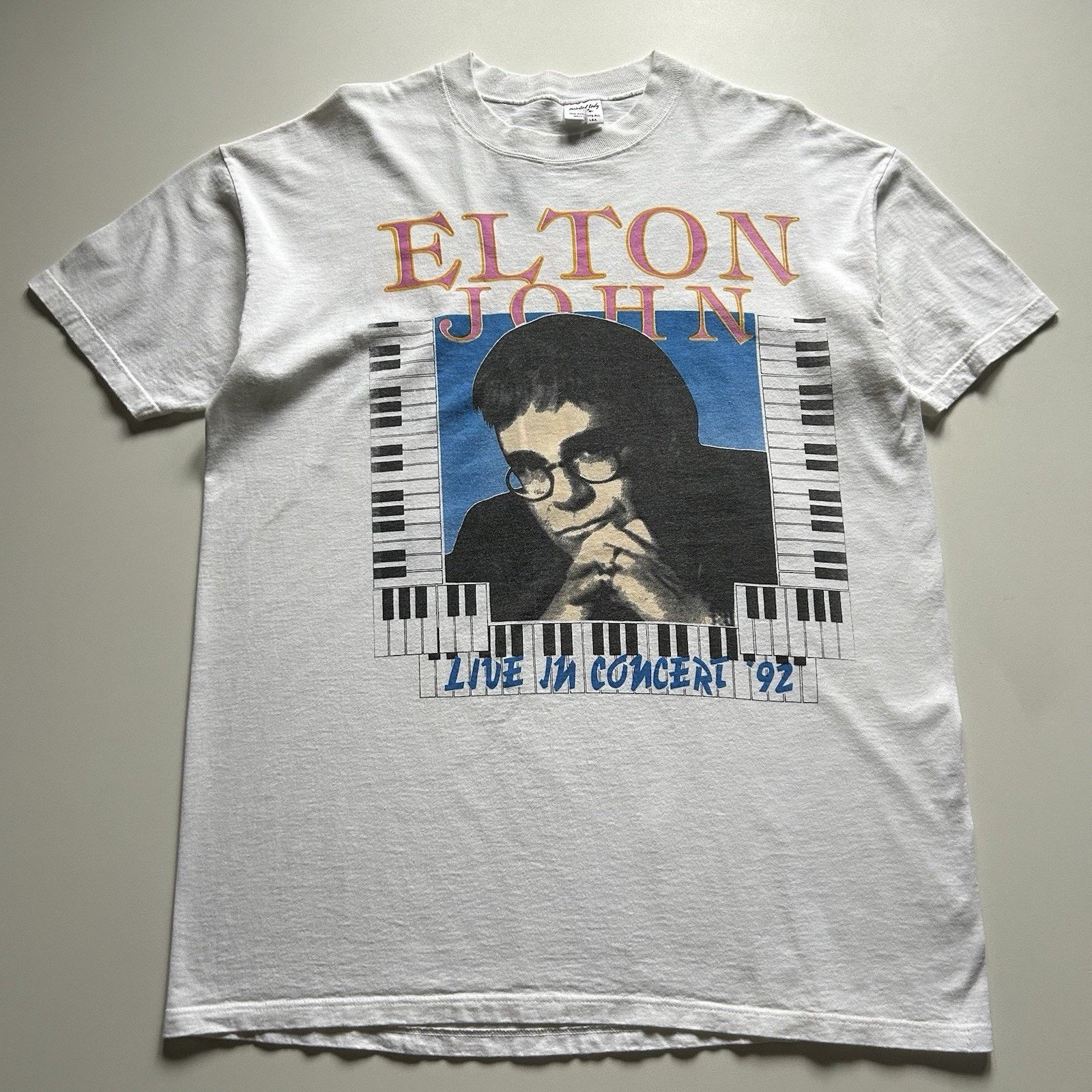 Vintage 90s Elton John T-Shirt XXL 1992 Live In Concert Rare