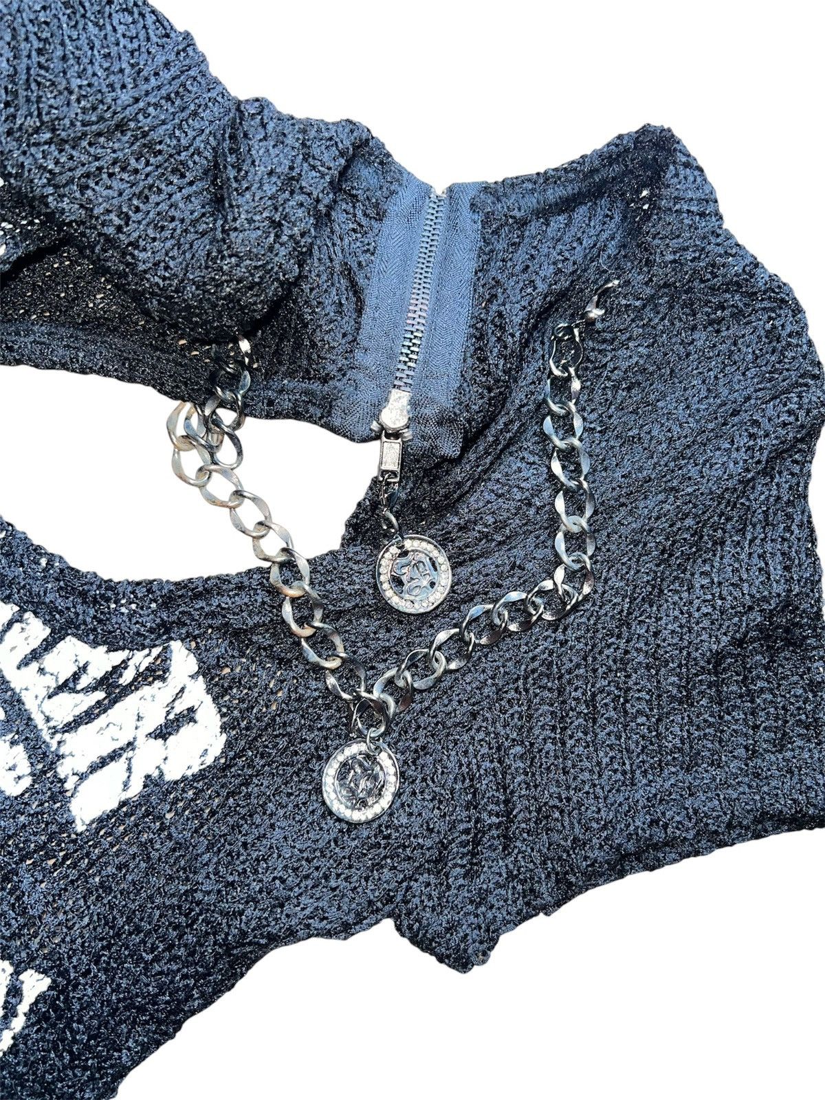 Japanese Brand Rare D.i.a. Specs chain necklace knit top 🖤☠️ Size ONE SIZE - 8 Thumbnail