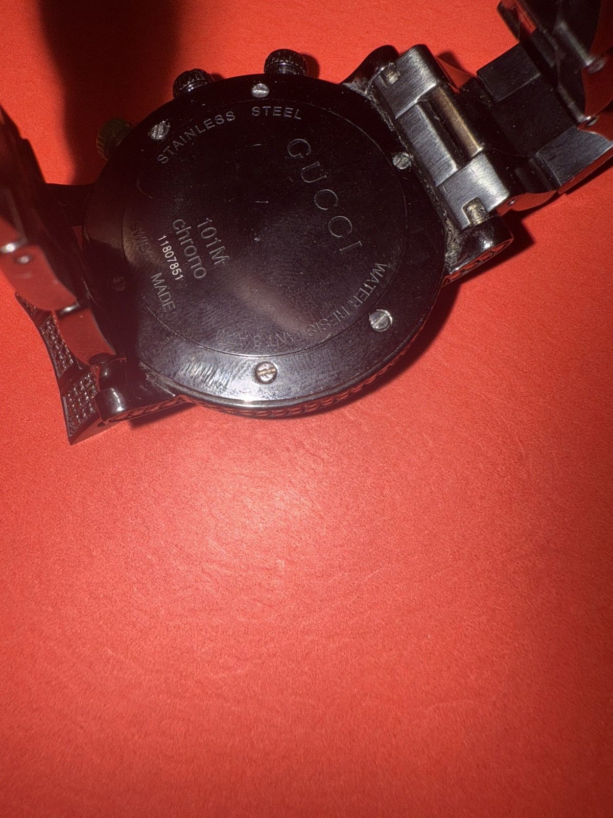Gucci Men's Black Diamonds Bezel Watch Gucci Chrono 101M Size 36 - 3 Thumbnail
