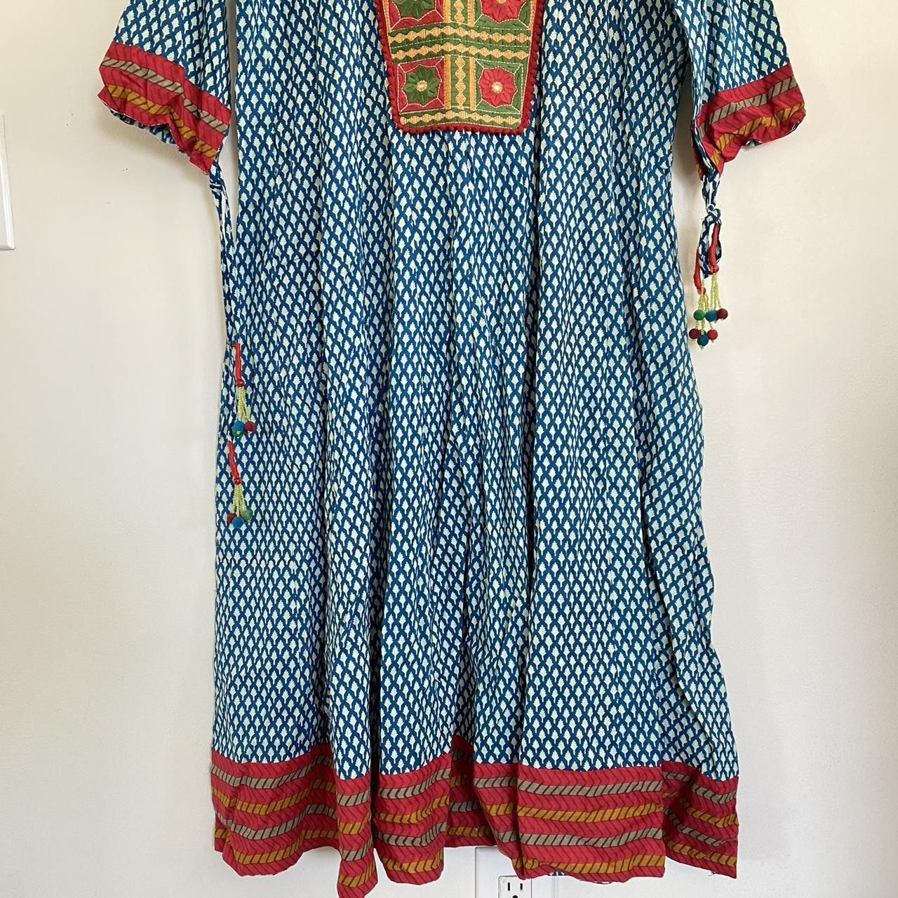 Designer INDIAN VINTAGE BOHO MIDI DRESS WOMENS STITCHED HANDMADE 44 Size M / US 6-8 / IT 42-44 - 3 Thumbnail