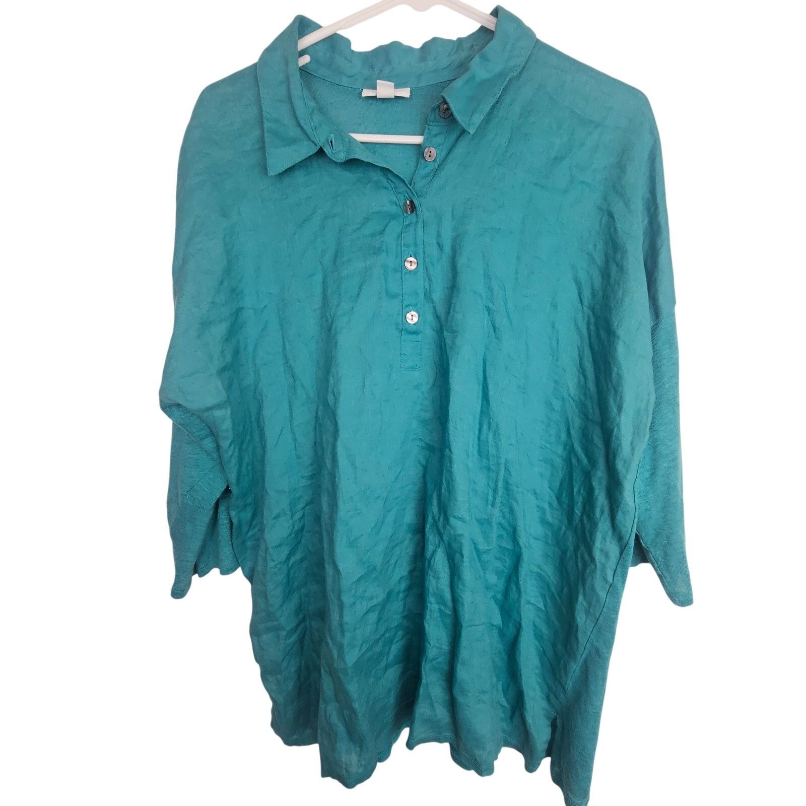 J. Jill J. Jill Womens Linen Tunic L Resortwear Lagenlook Coastal Size L / US 10 / IT 46 - 1 Thumbnail