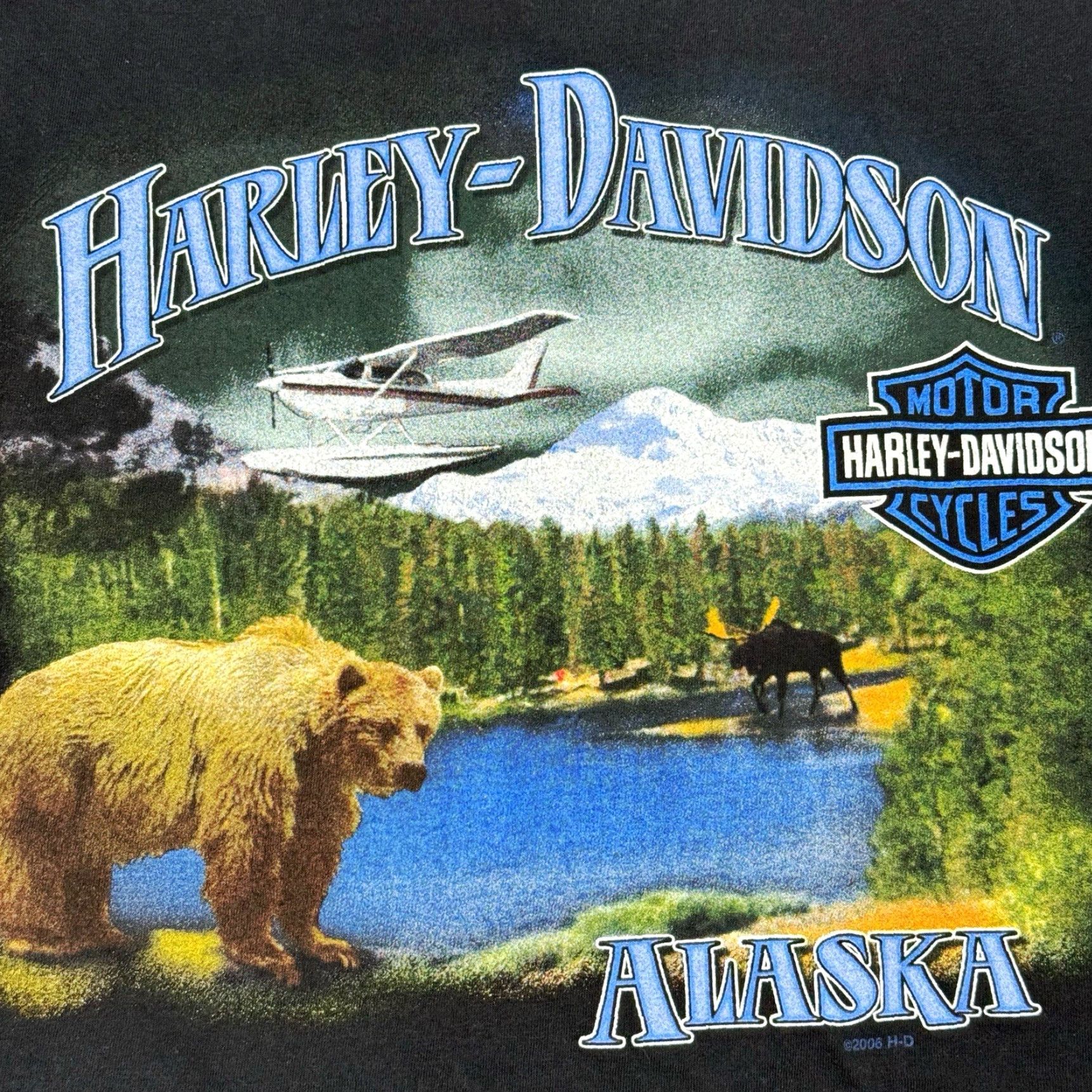 Harley Davidson VINTAGE Harley-Davidson T-Shirt Mens XL Black Bear Wolf Eagle Graphic Logo 2005 Y2K Alaska Motorbike Biker USA Vintage Crew Neck Short Sleeve Cotton Size US XL / EU 56 / 4 - 2 Thumbnail