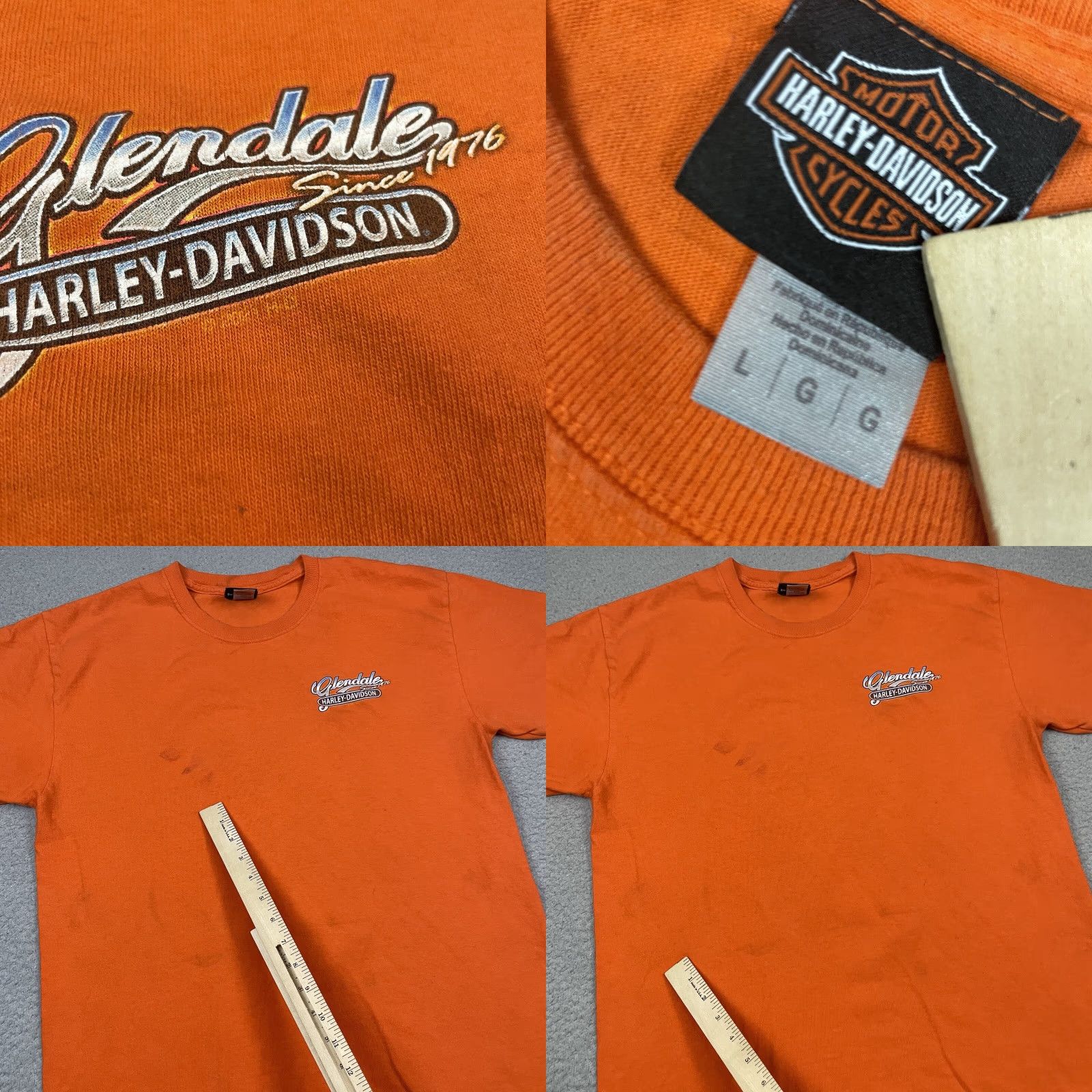 Harley Davidson VINTAGE Harley Davidson T Shirt Adult Large Orange Glendale Hollywood California Graphic Size US L / EU 52-54 / 3 - 8 Thumbnail