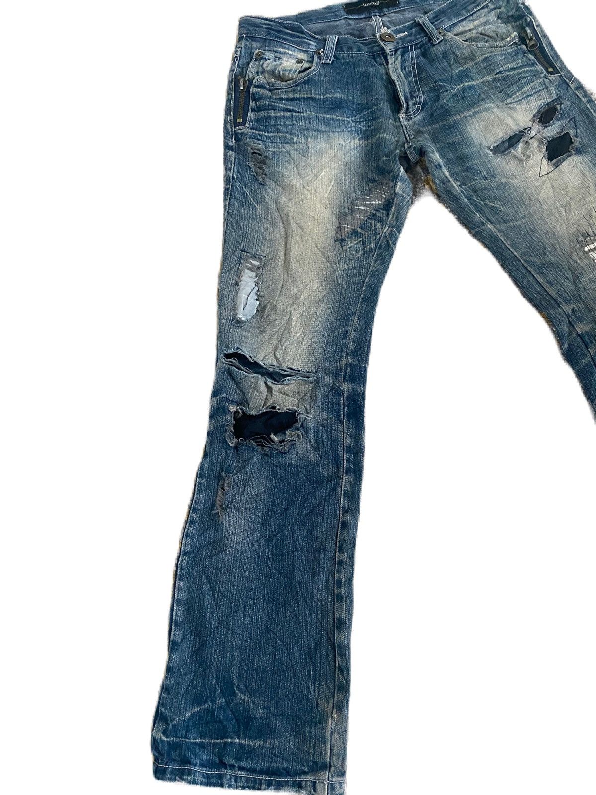 If Six Was Nine × Japanese Brand × KMRii JAPAN BRAND LIMITED DISTRESS DESIGN STRAIGHT DENIM Size US 33 - 5 Thumbnail