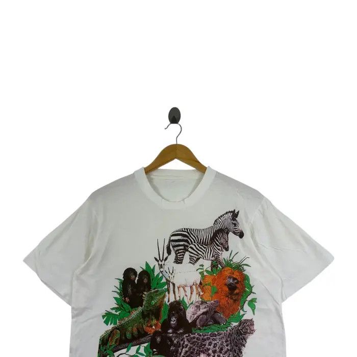 Vintage Vintage 90’ SAFARI AFRICA ZEBRA Animals Painting Tee Shirt Size M / US 6-8 / IT 42-44 - 2 Thumbnail