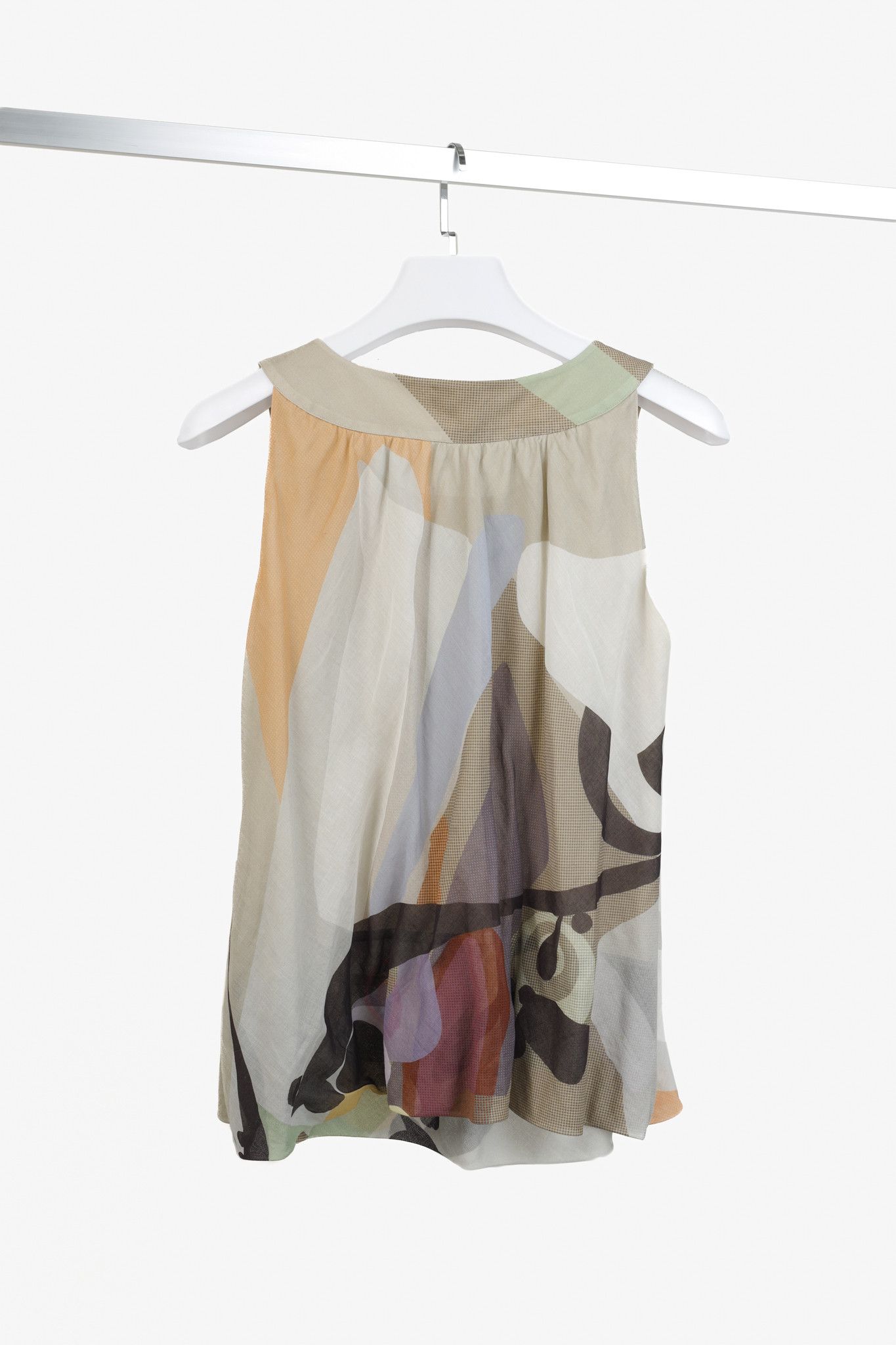 Akris Akris Abstract Earth Tones Print Sleeveless Blouse Size M / US 6-8 / IT 42-44 - 2 Thumbnail