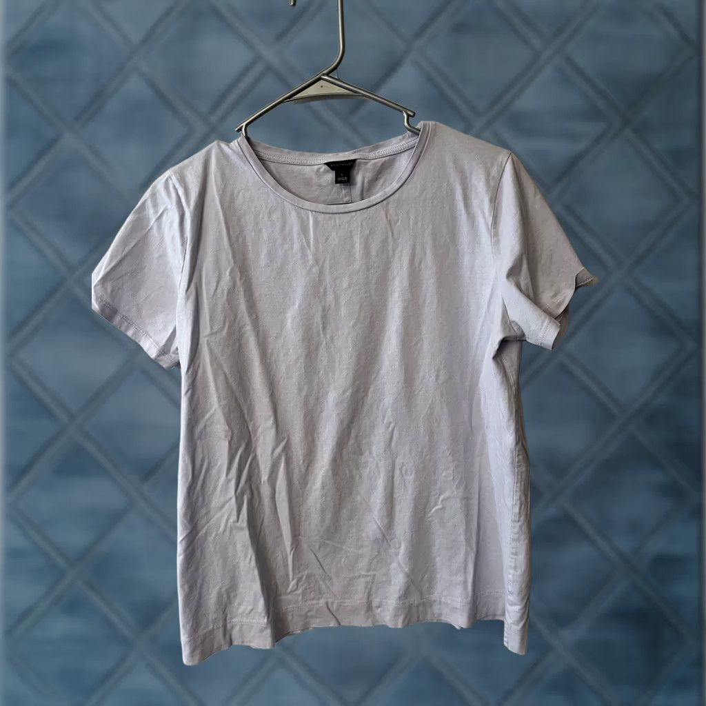 Ann Taylor Ann Taylor Blue Solid T Shirt Top Womens Size Large Short Sleeve Crew Neck Flutter Sleeve 100% Cotton Knit Casual Basic Lightweight Machine Washable Size L / US 10 / IT 46 - 1 Thumbnail