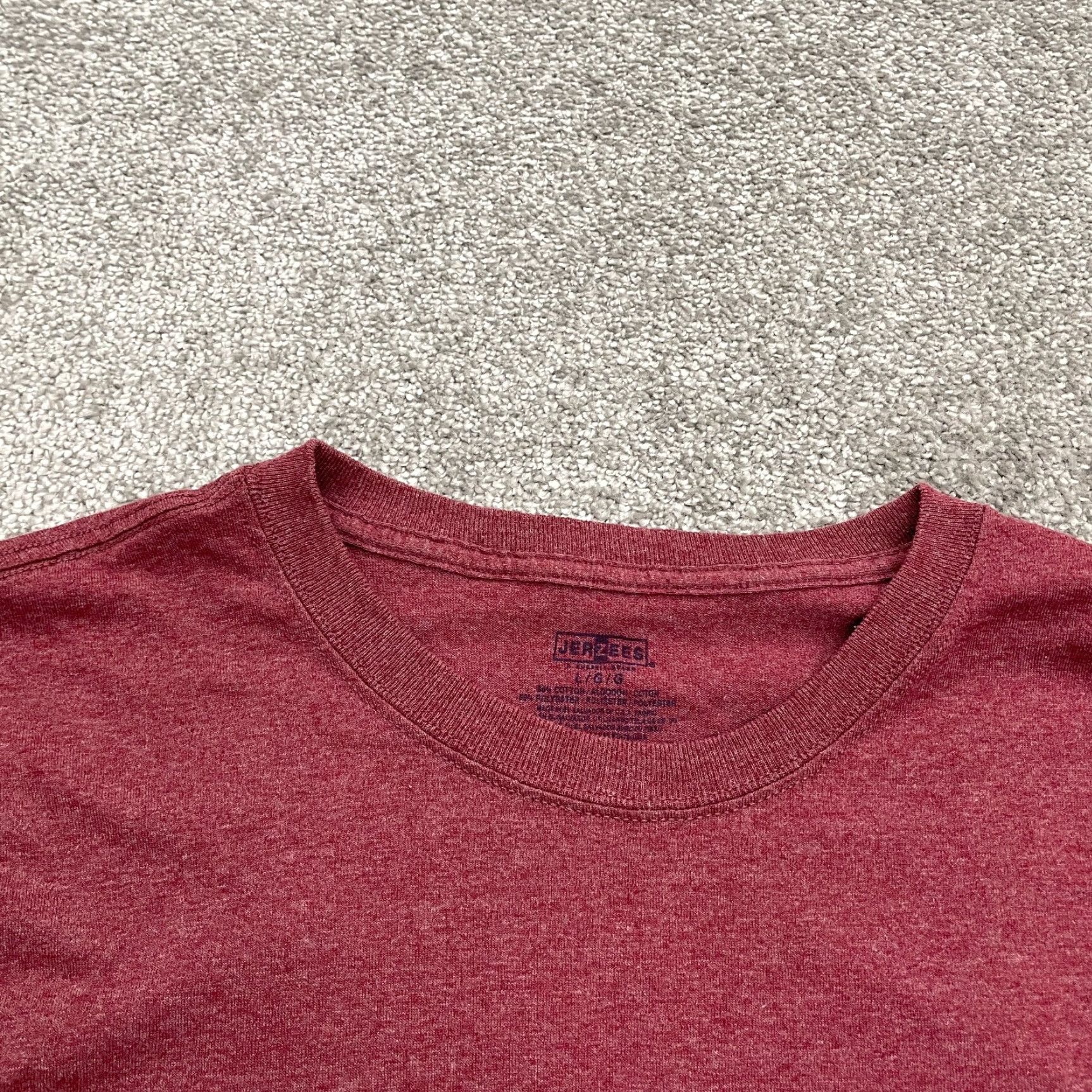 Jerzees VINTAGE? No. Jerzees Basic Long Sleeve T-Shirt Mens Large Red Crew Neck Cotton Casual Tee Top Size US L / EU 52-54 / 3 - 5 Thumbnail