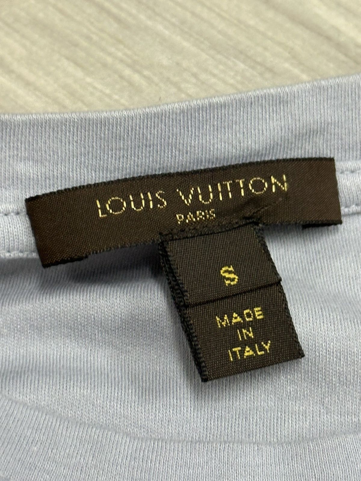 Louis Vuitton Louis Vuitton Cut & Sewn Collar Eyelet Tee (Light Blue) Size S / US 4 / IT 40 - 6 Thumbnail