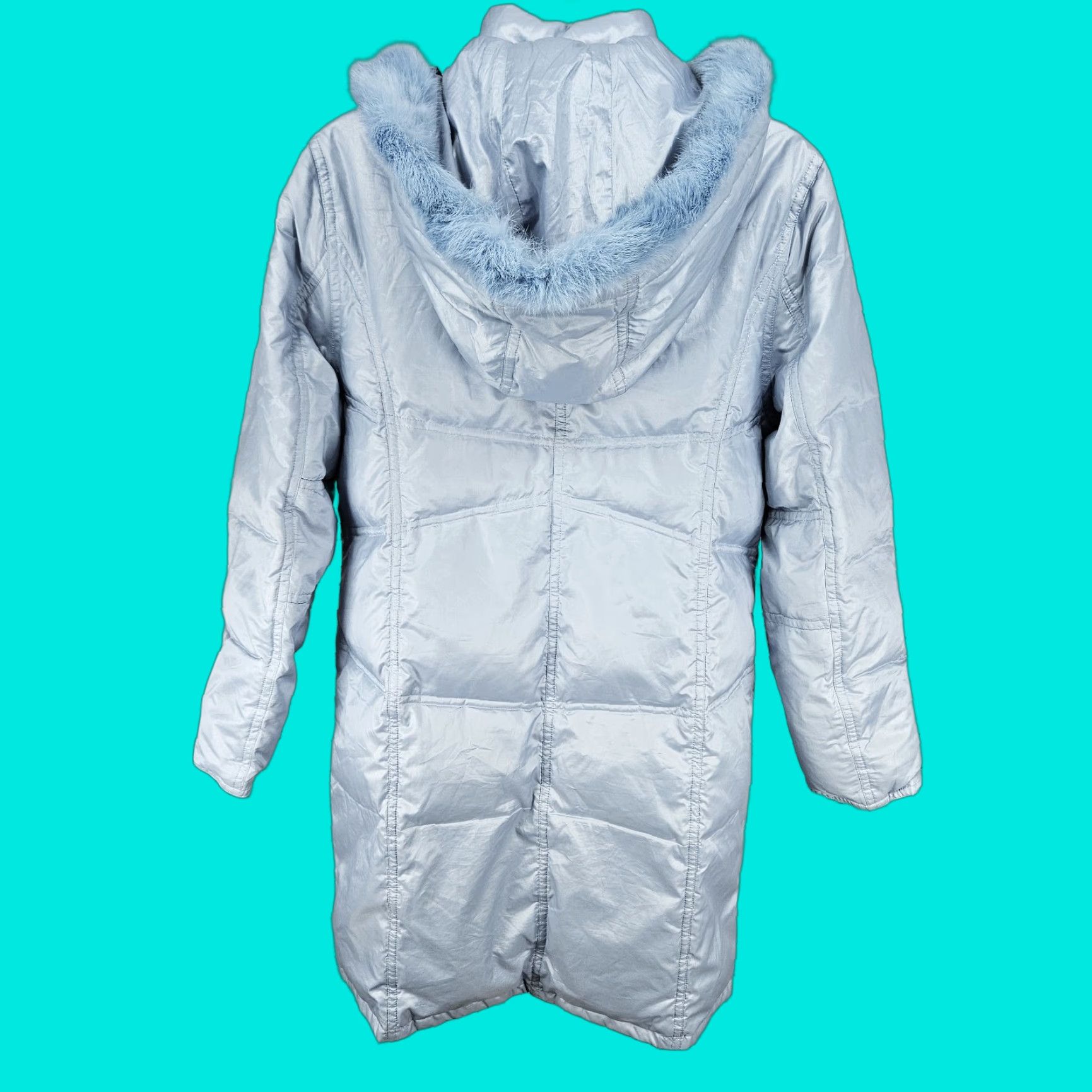 McGregor VTG McGregor Jacket Parka Women's S Blue Fur Trim Hooded Down Puffer Coat Quilt Mid-Length Size S / US 4 / IT 40 - 1 Thumbnail