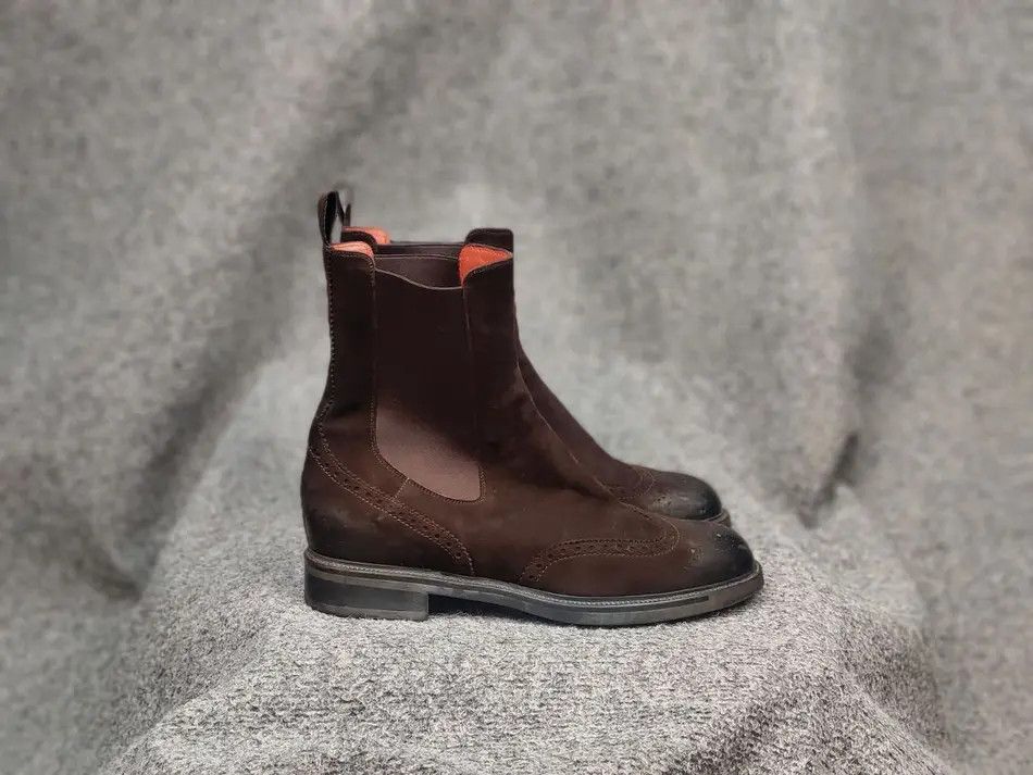 Santoni Design Premium Suede Brown Chelsea Boots