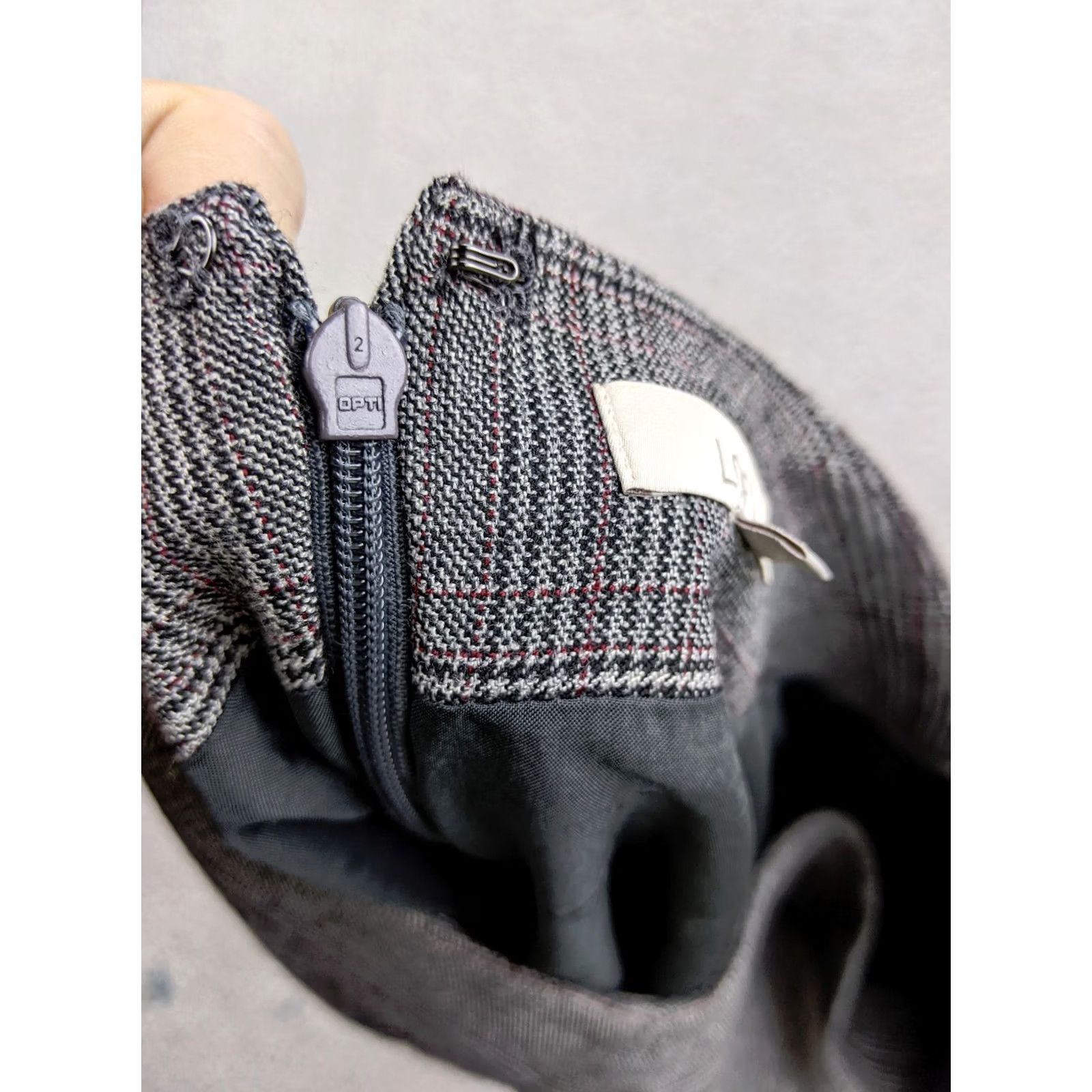 Loft VINTAGE LOFT Gray Glen Check Bird Embroider Skirt Straight Pencil Size 28" / US 6 / IT 42 - 3 Thumbnail
