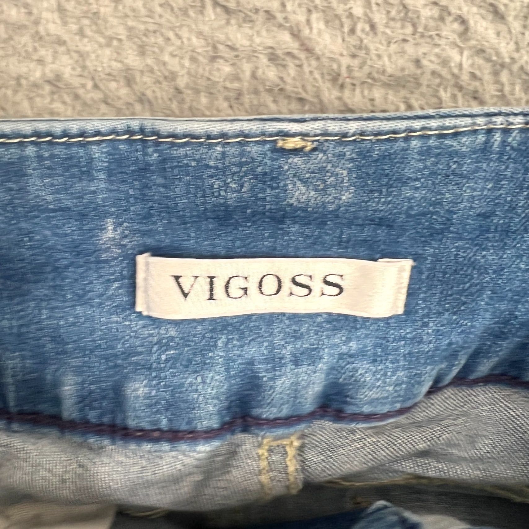 Vintage Vigoss Womens Size 25 Jeans Rebel Skinny Raw Hem Button Fly Light Wash Blue Size 42" / US 20 - 6 Thumbnail