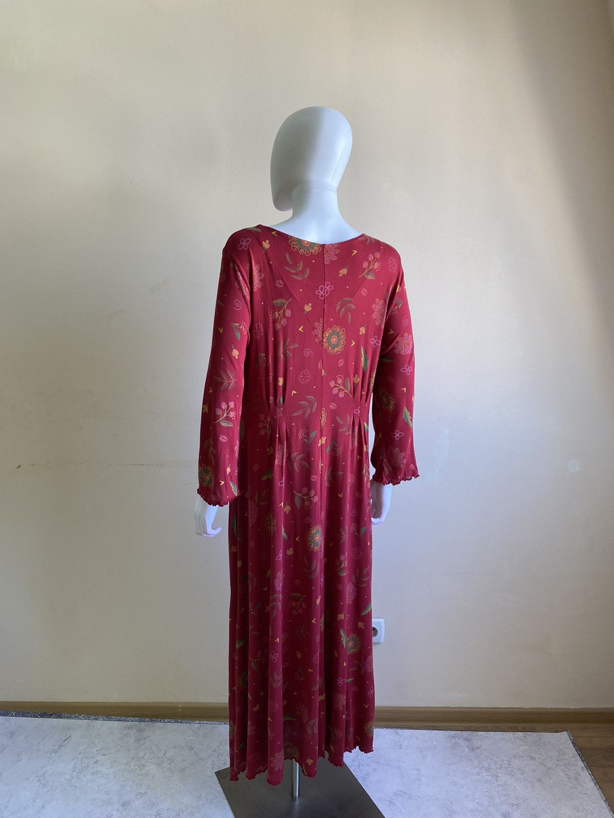 Gudrun Sjoden Gudrun Sjoden Red Floral Long Sleeve Maxi Dress Size L Size L / US 10 / IT 46 - 9 Thumbnail