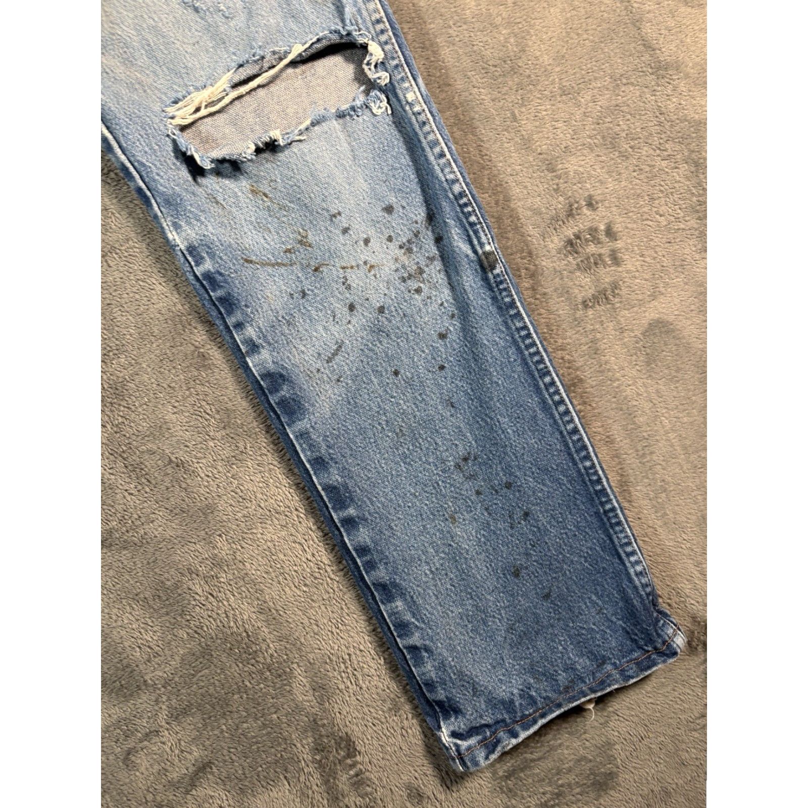 VINTAGE Wrangler Cowboy Cut 13MWZ Jeans Men 32x30 Bootcut Denim Western Distressed Blue