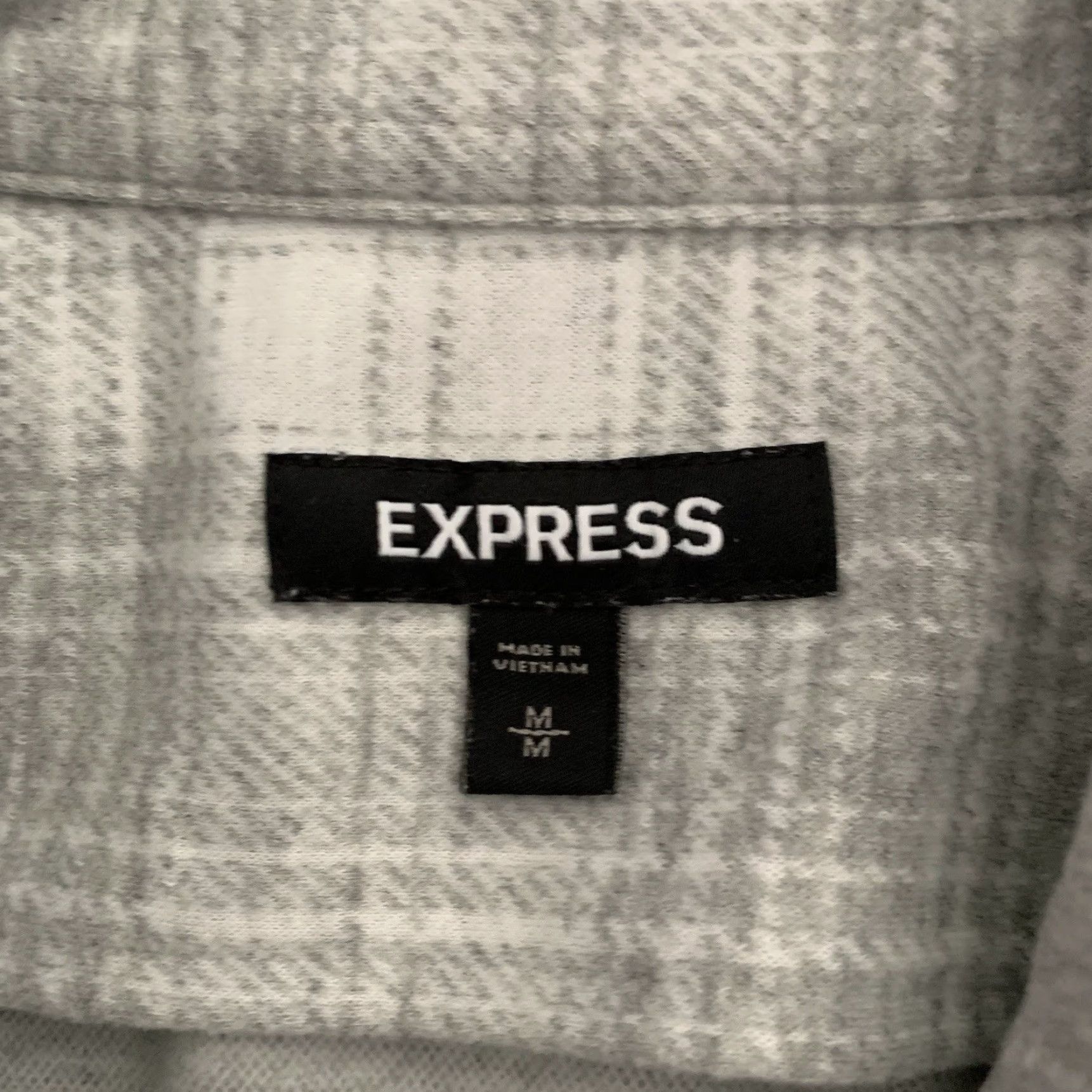 Express Express Flannel Shirt Mens Medium Gray Plaid Button Up Long Sleeve Heavy Blend Size US M / EU 48-50 / 2 - 2 Thumbnail