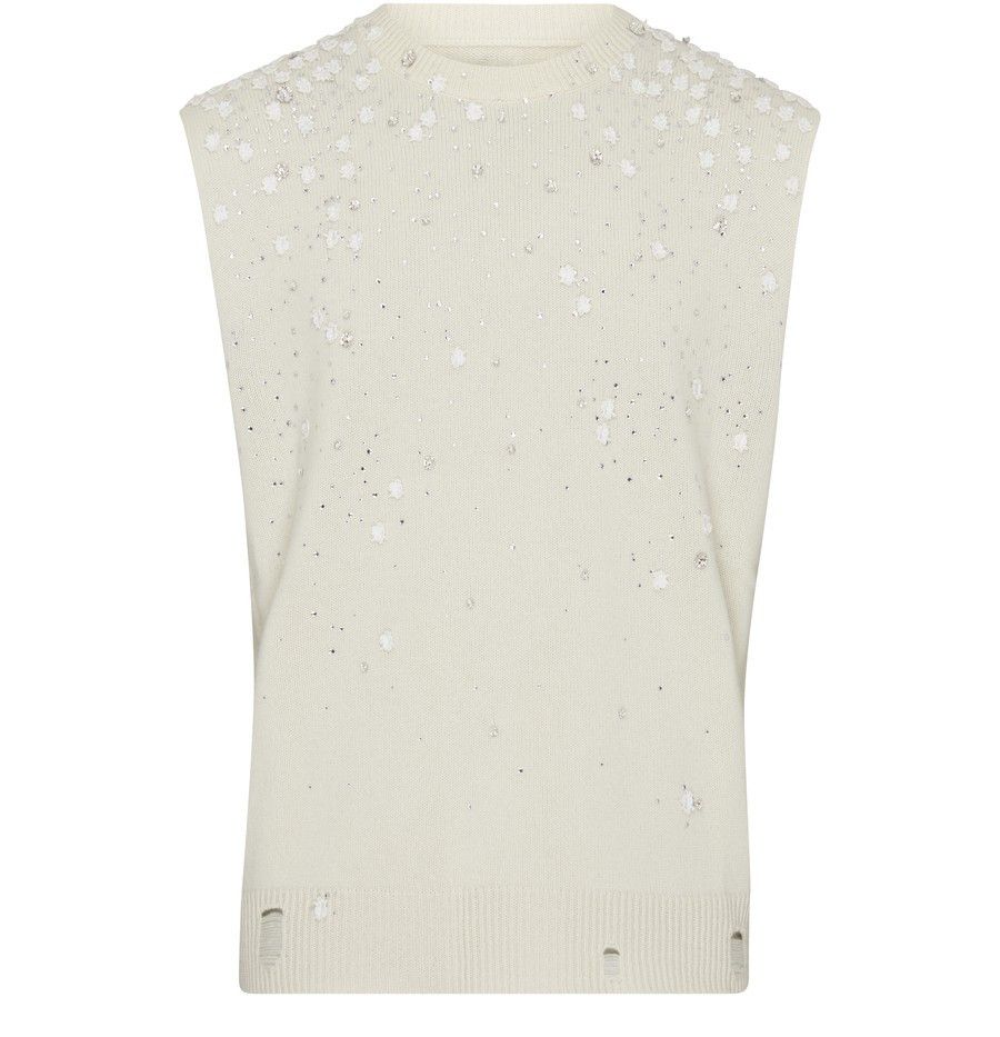 Amiri o1y0425 Cashmere Blend Vest in Ivory Size XS / US 0-2 / IT 36-38 - 1 Thumbnail