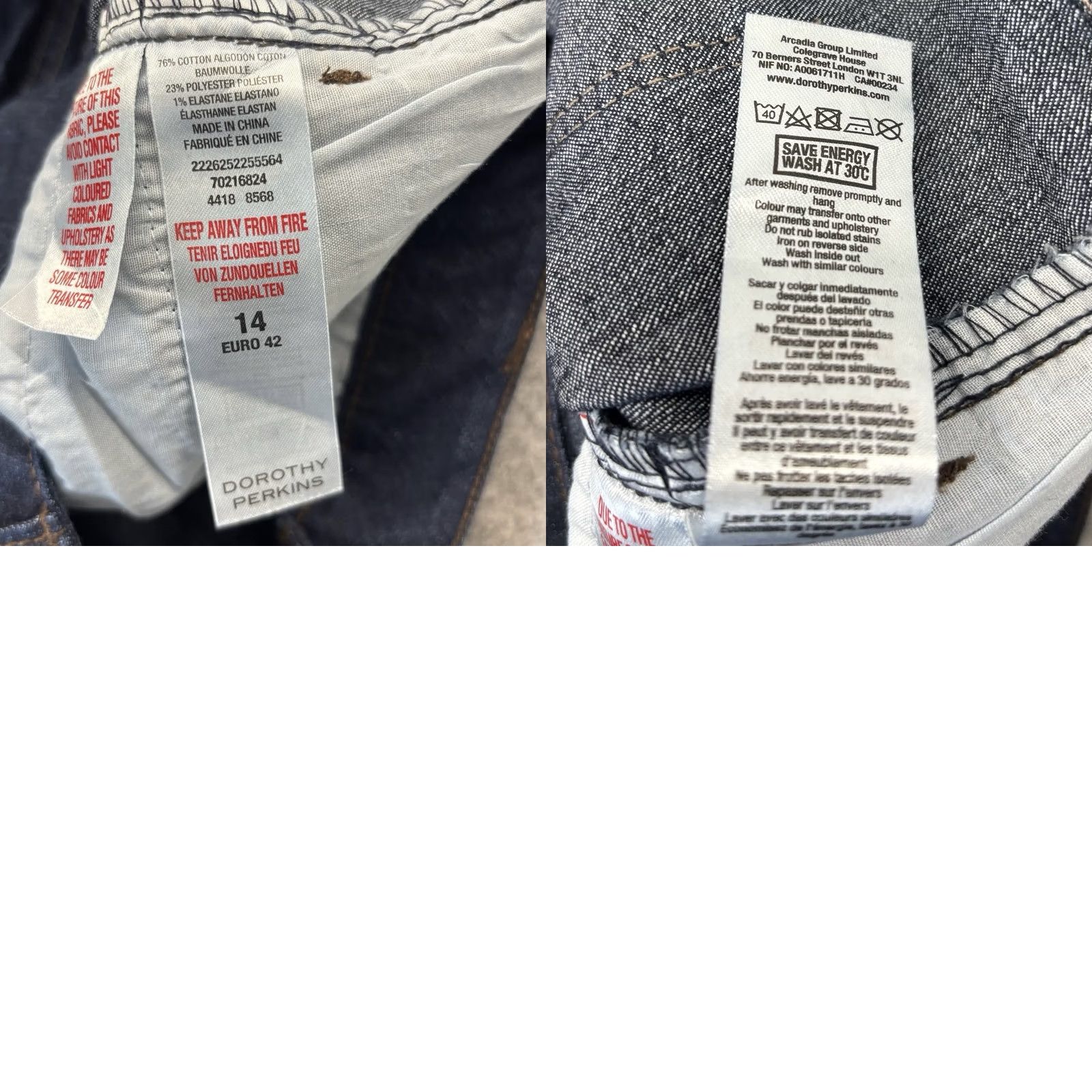 Vintage Dorothy Perkins Jeans Womens 14 Skinny UK14 Regular Denim Dark Wash New With Tags L31 Size 36" / US 14 / IT 50 - 8 Thumbnail