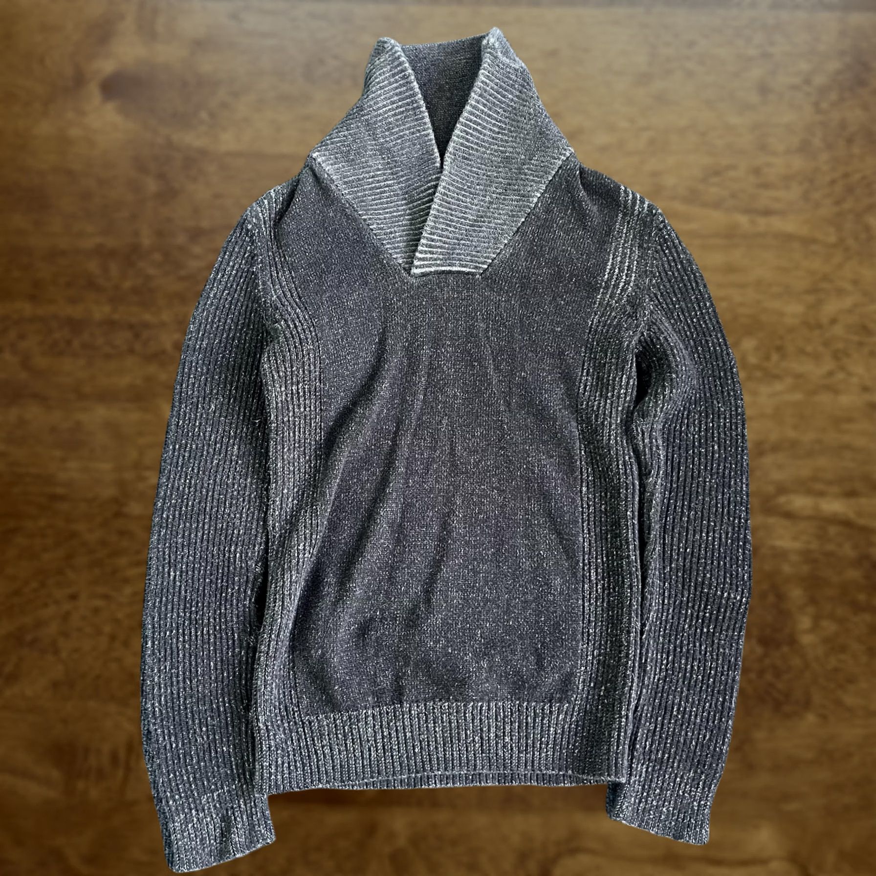 Vintage American Rag Sweater Mens Medium Gray Shawl Collar Cotton Knit Pullover Size US M / EU 48-50 / 2 - 1 Thumbnail