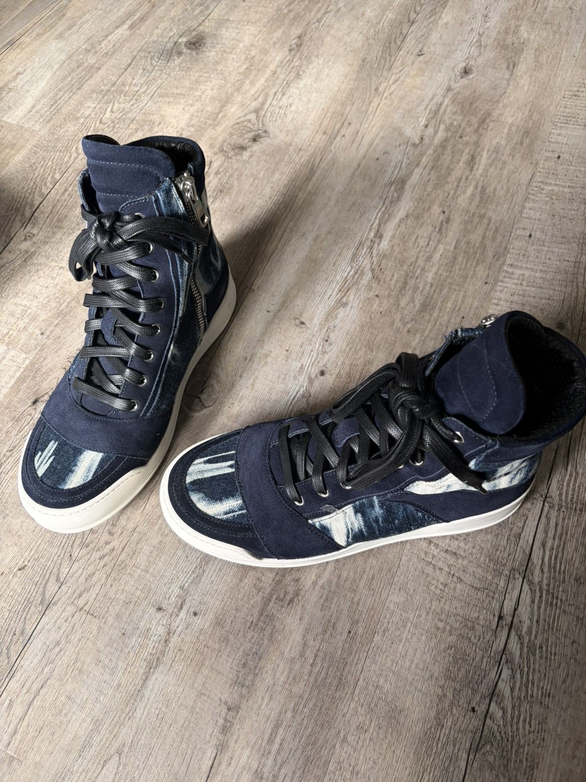 Balmain FW2013 Balmain tie dye denim/suede Leather Sneakers Size US 7 / EU 40 - 2 Thumbnail