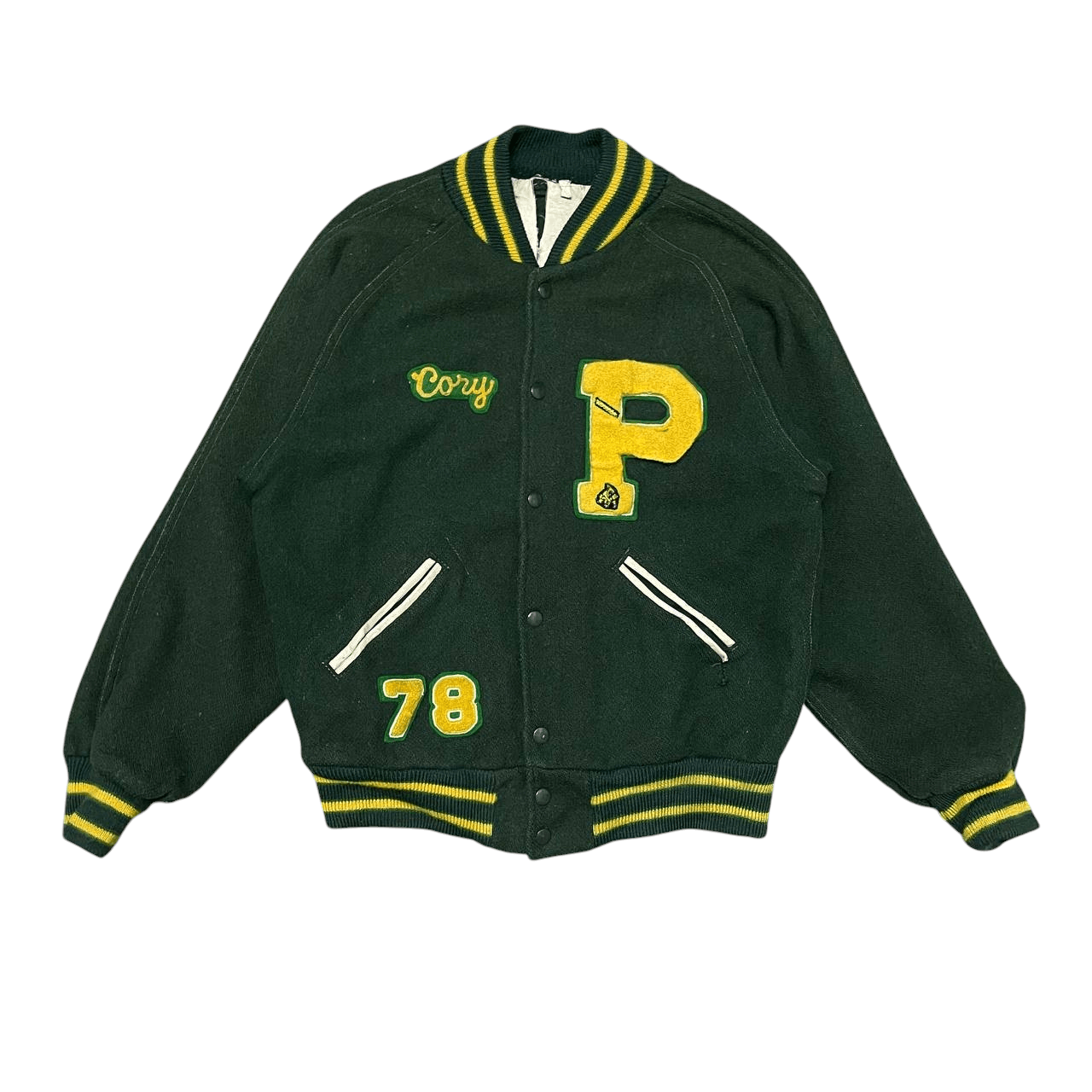 Vintage Vintage 70's Lasley Knitting Varsity Jacket Wool Size US L / EU 52-54 / 3 - 1 Thumbnail