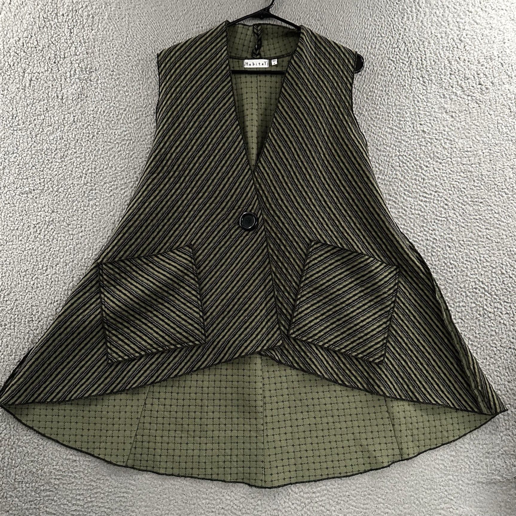 Habitat Habitat Vest Womens Green Size S Pockets Button Front Striped Size S / US 4 / IT 40 - 2 Thumbnail