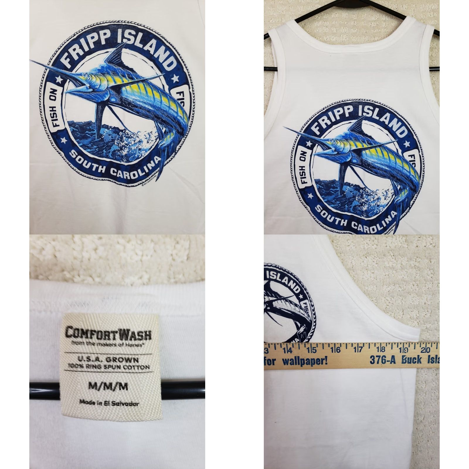 Vintage Comfort Wash Tank Top White Beach Fishing Sleeveless Men Women M Cotton Jersey Round Neck Easy Care Adult Regular Size M / US 6-8 / IT 42-44 - 8 Thumbnail